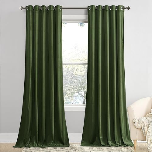 Miniatura 57 de StangH Cortinas de Terciopelo Verde Azulado Opacas - Cortinas de Servicio Pesado con Aislamiento Térmico Decoración del Hogar para Sala de Estar de