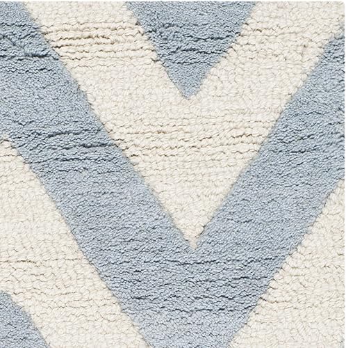 Miniatura 4 de Safavieh Cambridge Collection Tapete de lana hecho a mano, color celeste y marfil. CAM139A, Lana