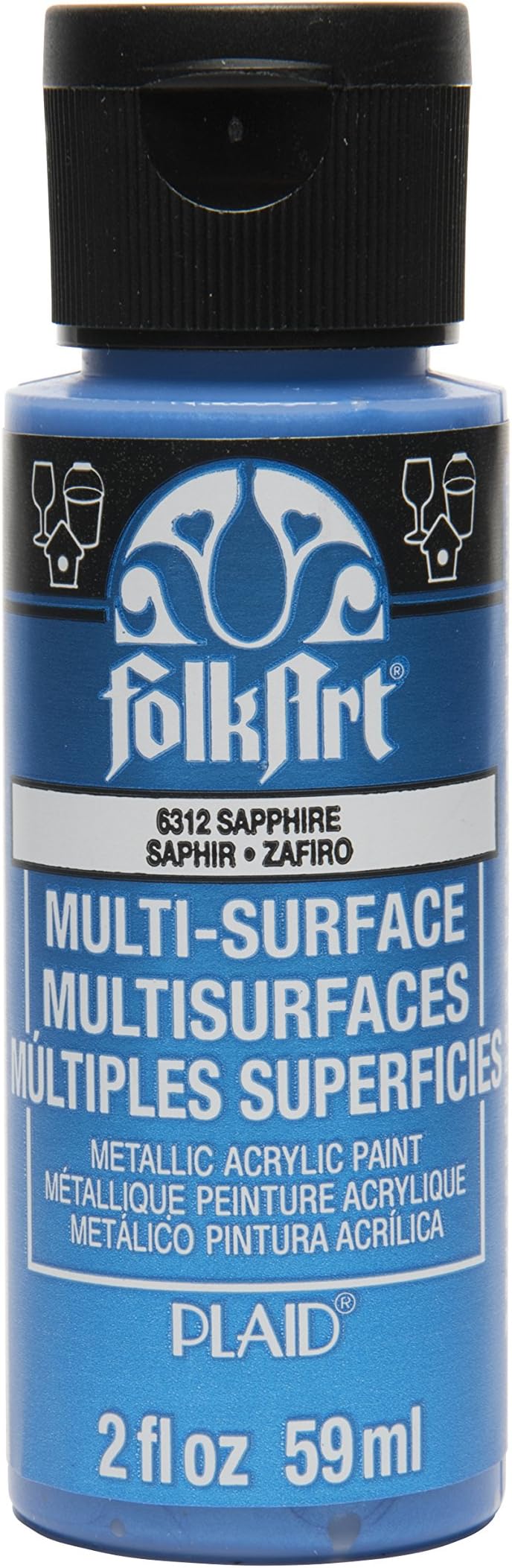FolkArt Multi-Surface Metallic Paint in Assorted Colors (2 oz), Metallic Sapphire