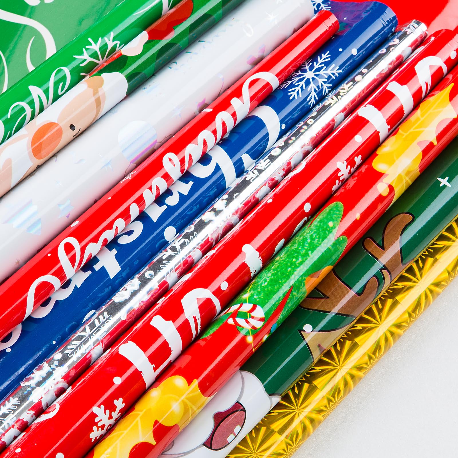 |10 Seconds Wrapping Gift | 38 sacchetti regalo natalizi con coulisse, di dimensioni assortite, S, M, L, Jumbo, sacchetti regalo per le vacanze con coulisse colorata per bomboniere di Natale,