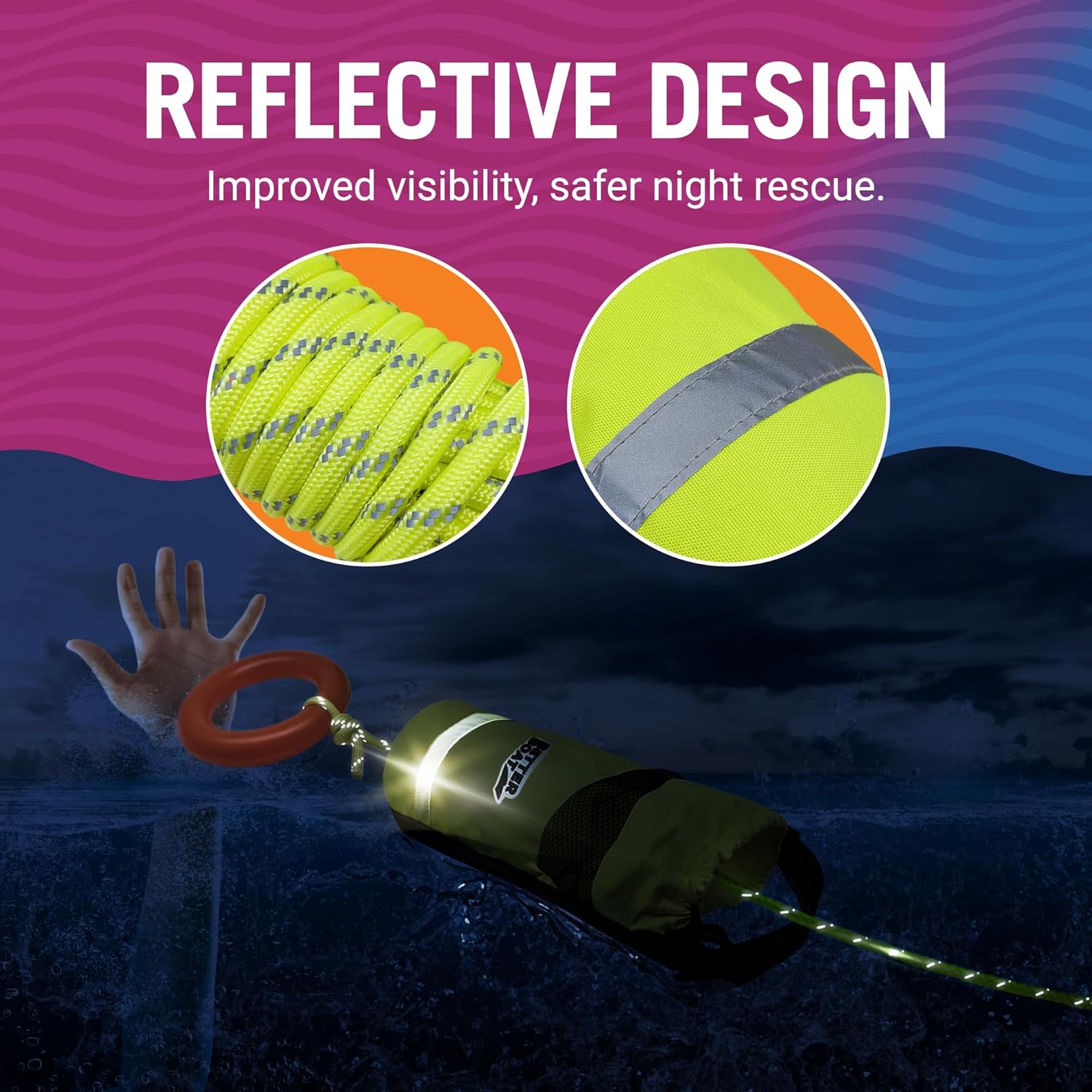 Better Boat Water Throw Bag for Rescue Rope, Water Rescue Equipment with Line Bag, Ideal for Kayak, Larger Boats, and Emergency Use