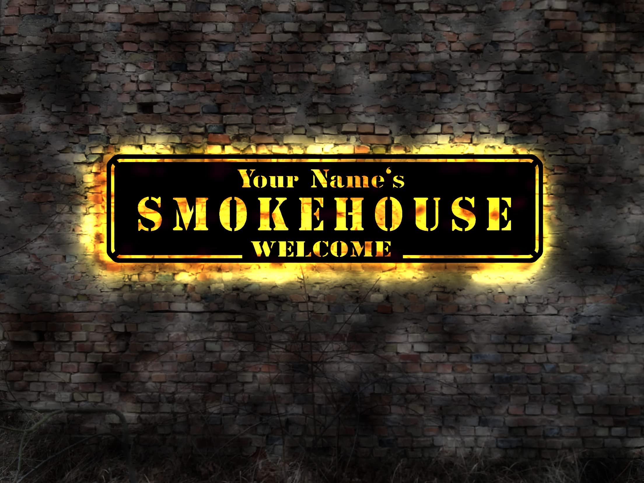 Plaque lumineuse Smokehouse personnalisable pour vos soirées barbecue en terrasse