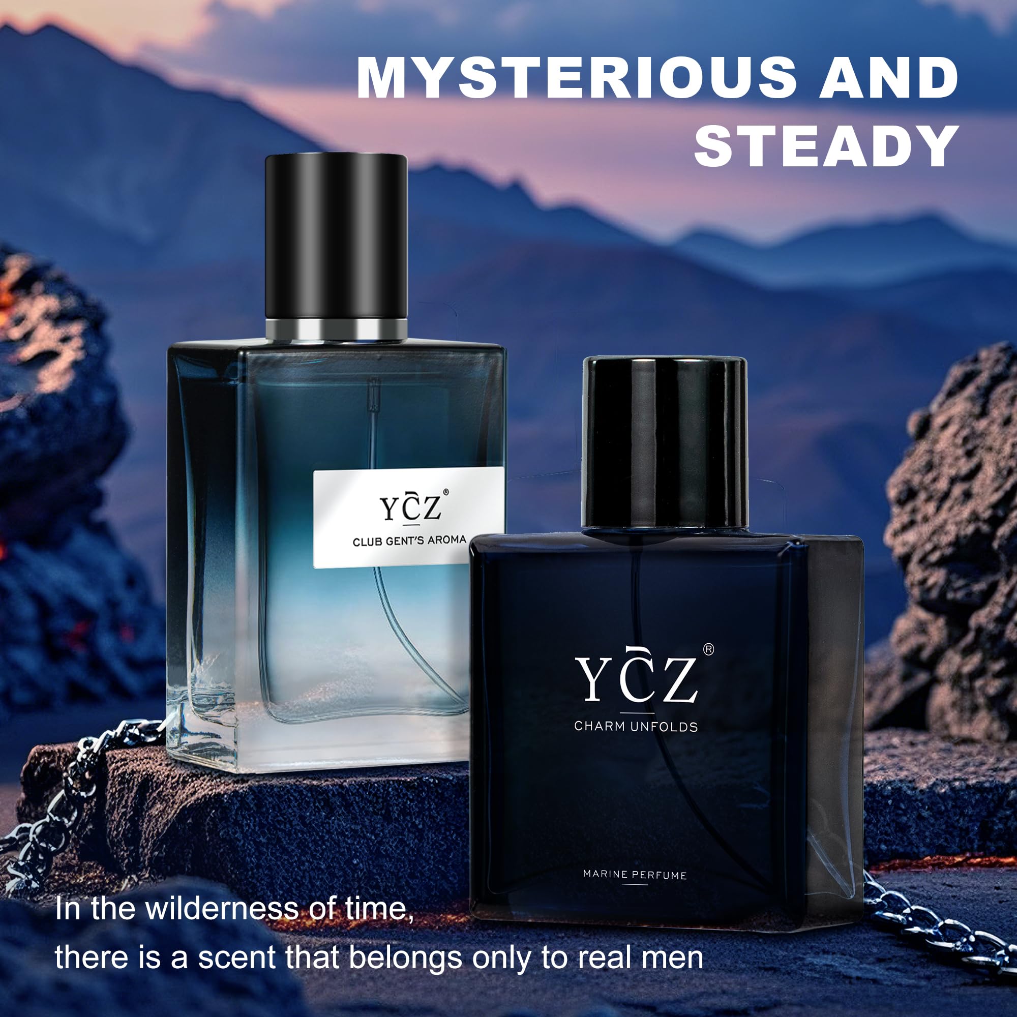 Ycz Eau de Parfüm Herren Set,2x50ml Lnganhaltendes Eau de Parfum für Herren,Der Duft kombiniert aromatisch-holzige und orientalisch-holzige Noten,Vielseitiges Geschenk für Herren für alle Anlässe
