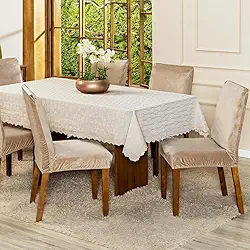 Kit com 6 Capas de Cadeira Jantar Lisa em Veludo Splendore Ajustável com Elástico - Tecido Suede Protetor Para Cozinha Toque Macio Aveludado (Bege)