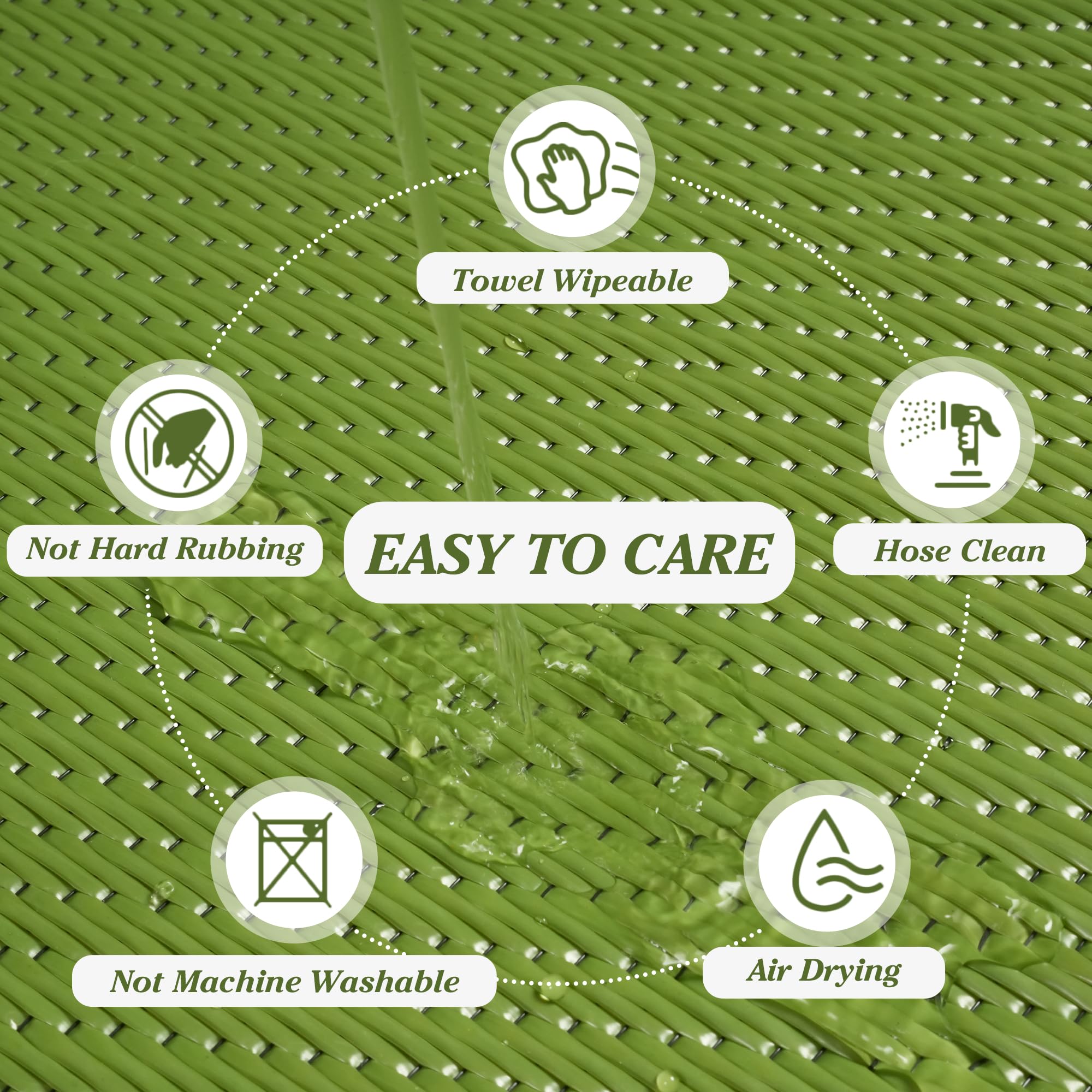 Tappeto da Esterno Terrazza 180x270cm Impermeabile Giardino Plastica Reversibile Balcone Lavabile Verde