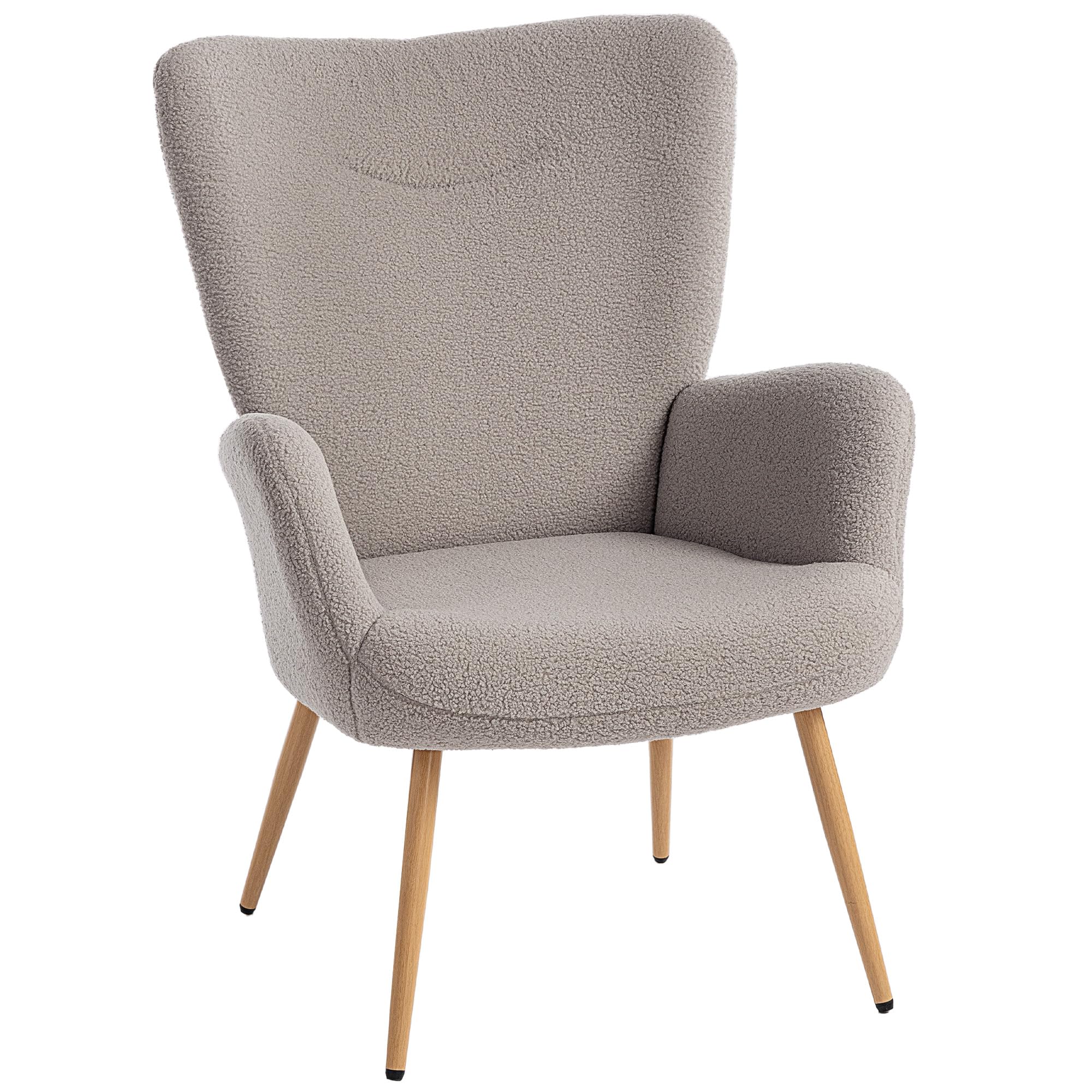 Poltrona Salotto HOMCOM Imbottita - Tessuto Teddy Con Gambe Metallo 77x77x83cm - Foto 7