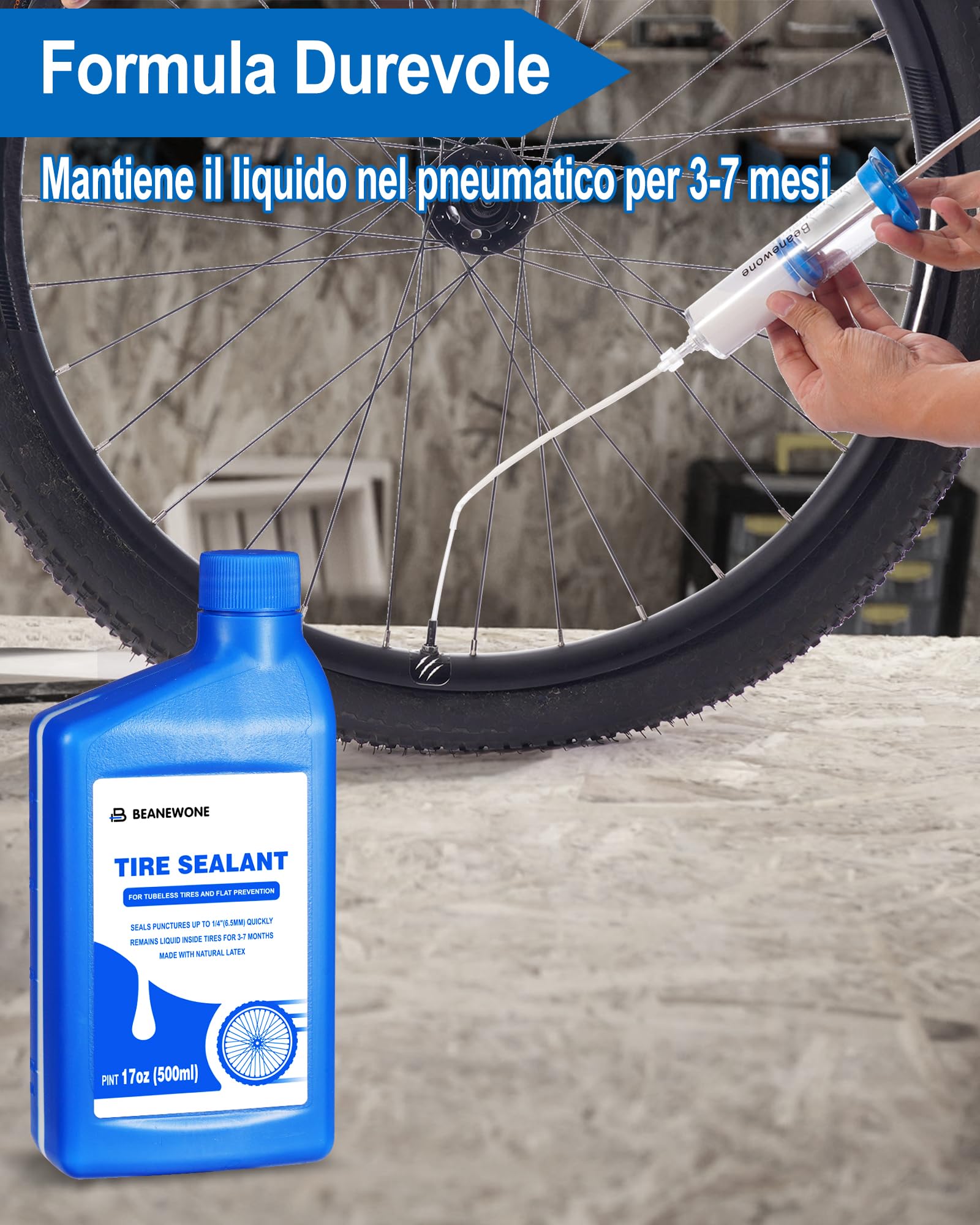 Beanewone Lattice per Tubeless MTB, 500ml Liquido Tubeless MTB per Pneumatici MTB, Strada, CX e Gravel Bike