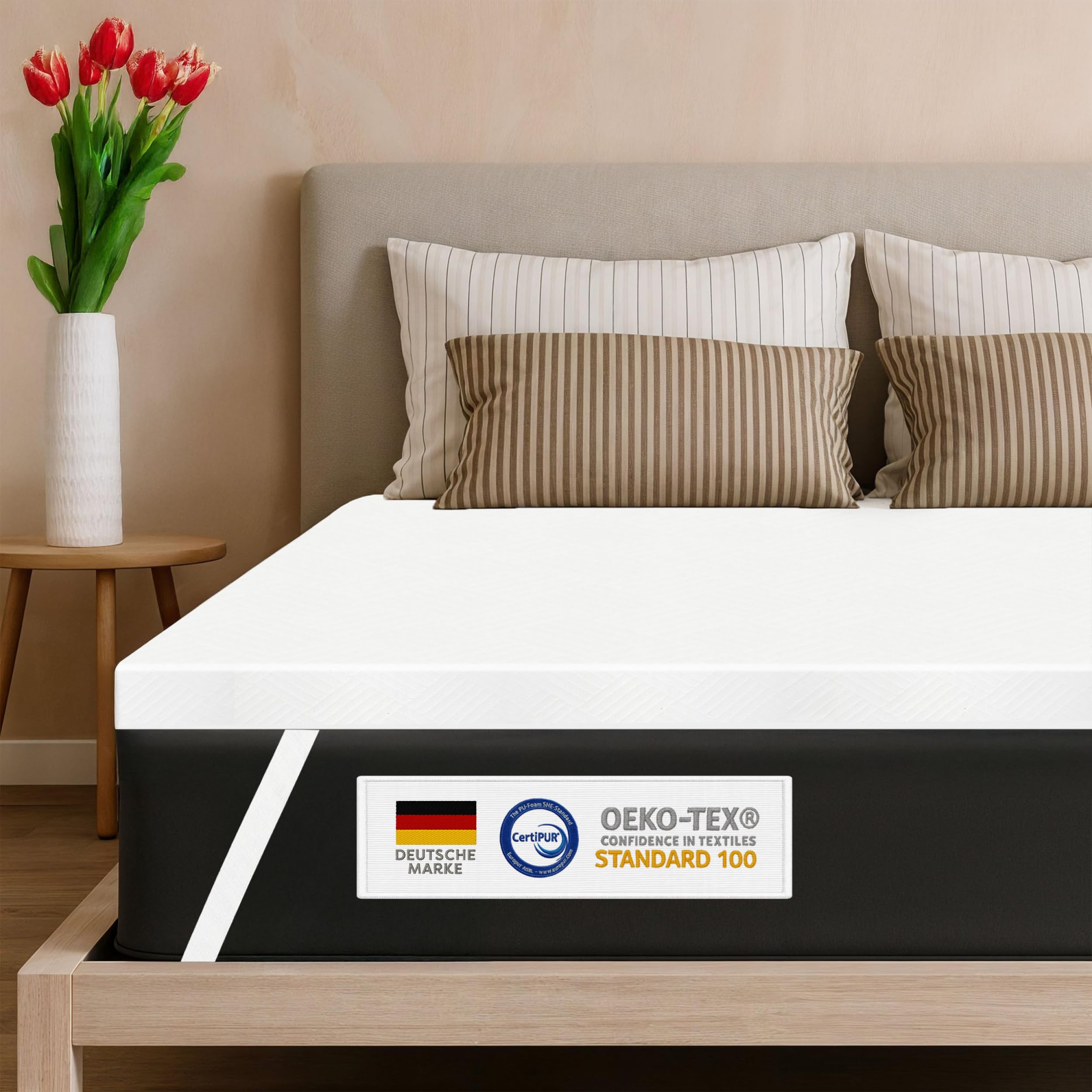 Wolkenfeld Matratzentopper 90x200cm | 7cm Höhe | Memory Foam | Ergonomischer Matratzen Topper 90x200 | OEKO-TEX Zertifikat | Weich, Atmungsaktiv, Abnehmbar & Waschbar – Entlastung für Rücken & Gelenke