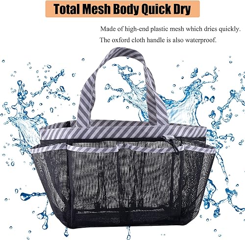 Miniatura 6 de Bolsa grande de malla portátil para ducha para dormitorio universitario, artículos esenciales de habitación, cesta de ducha colgante para accesorios
