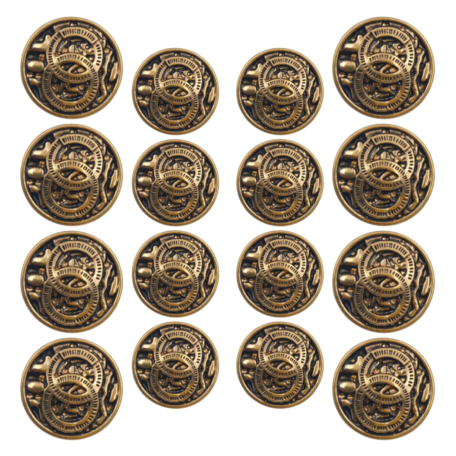 Ani accessories Golden Ring Design Shank Button Pack of 16 (8 Big and 8 Small) for Coat Blazer Suit, Sherwani and Indian Dresses Sports Coat Size (34 L and 30 L)-picture-31