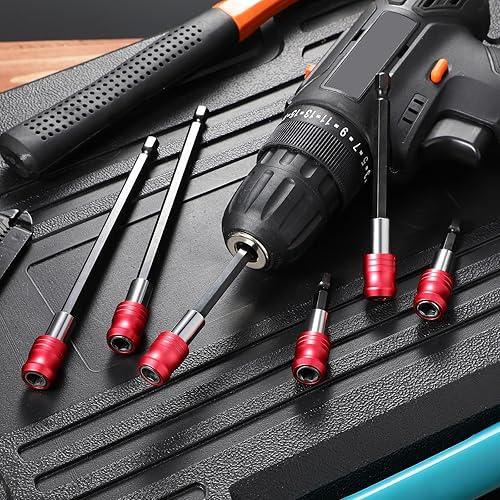 Miniatura 5 de 12 piezas de extensión de broca magnética, soporte de broca de extensión de taladro hexagonal de 14 pulgadas, broca automotriz, destornillador de