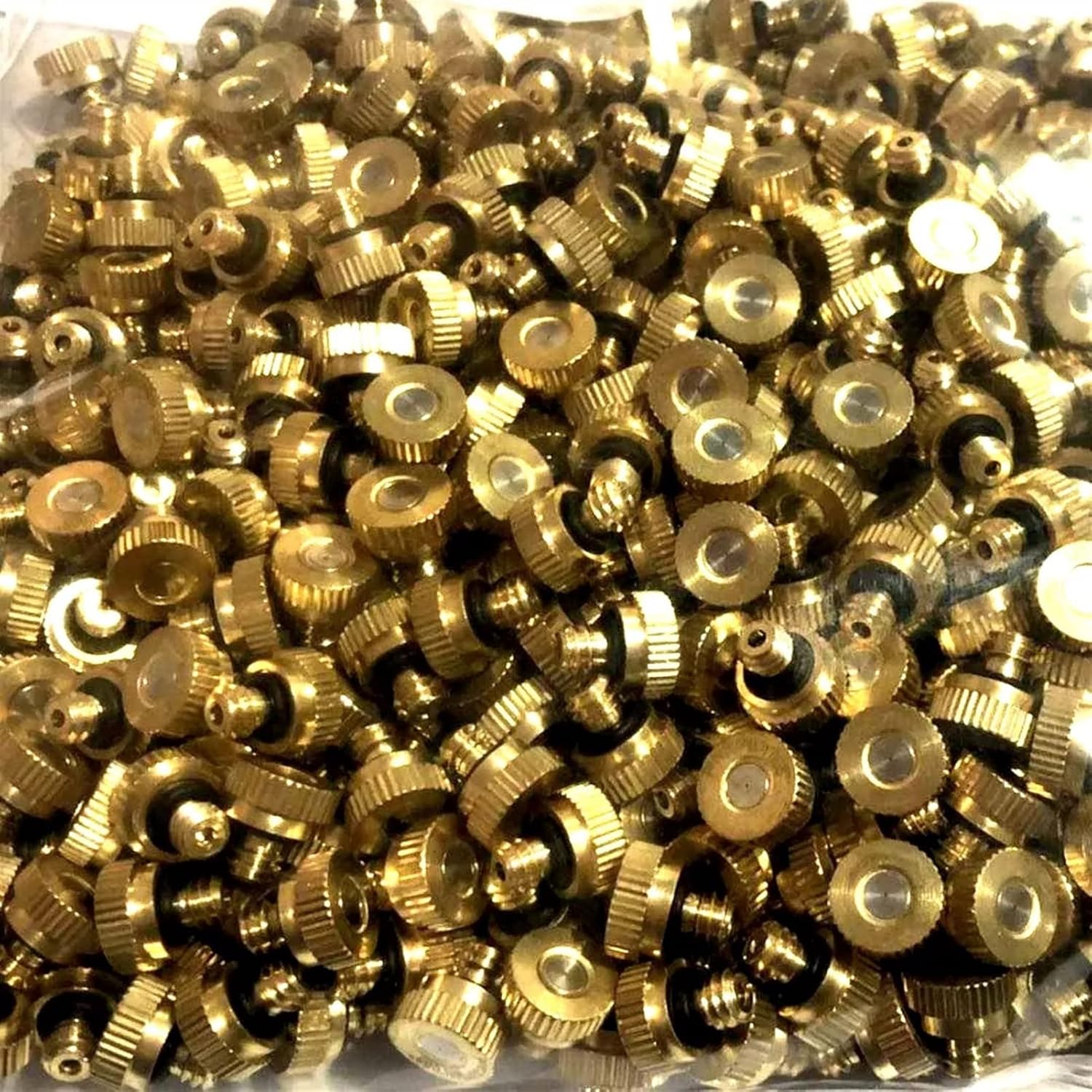 100PCS Brass Misting Nozzles for Cooling System, Low Pressure Mister Nozzles Fogging Spray Head Fog Nozzles 0.004-0.039" Orifice,10/24 UNC Thread (Size : 0.9MM)