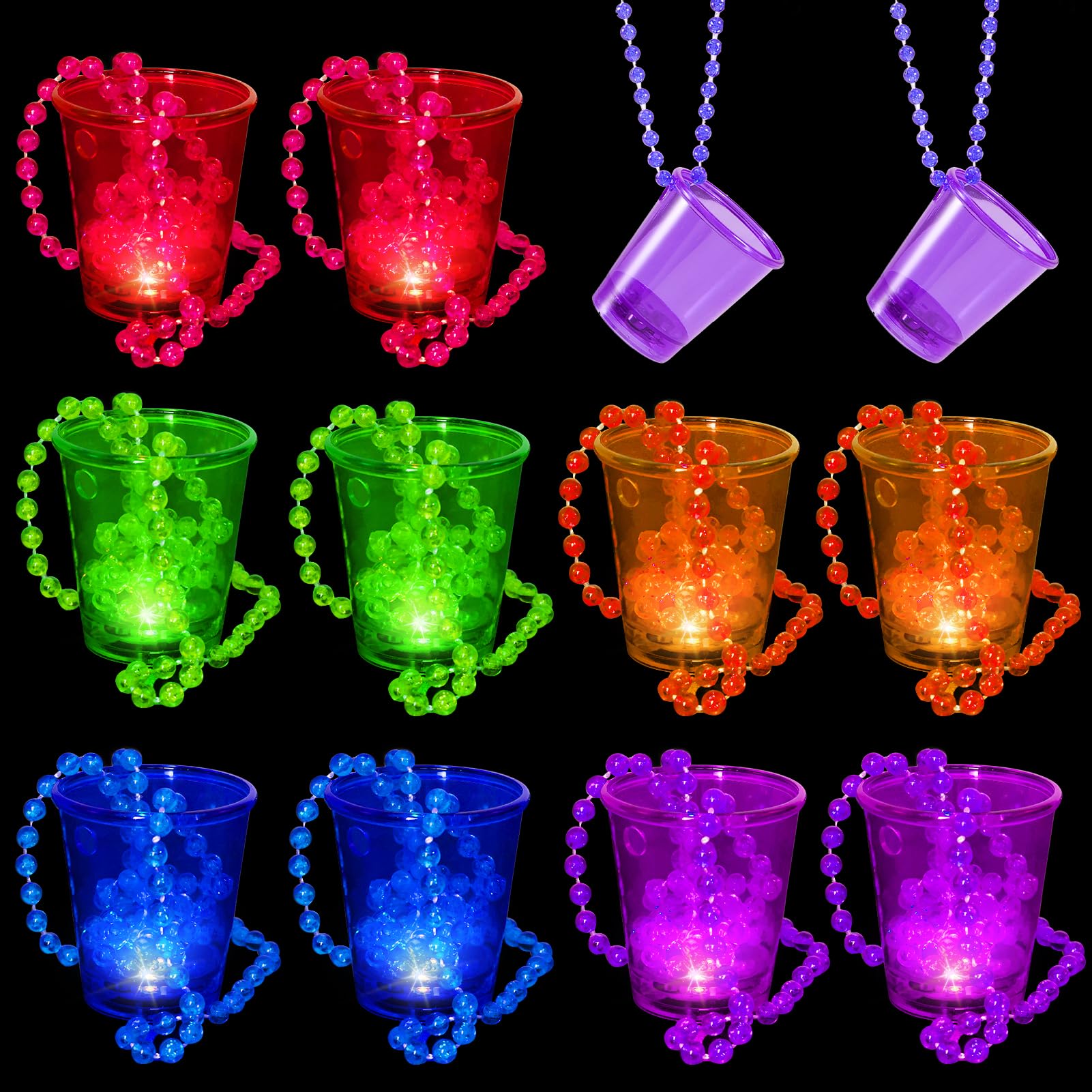 MostroMania Set Domino Da 5 Bicchierini Da Liquore Con Luci LED Blu – Gioco Da Festa Effetto Cascata, Base Illuminata - 5