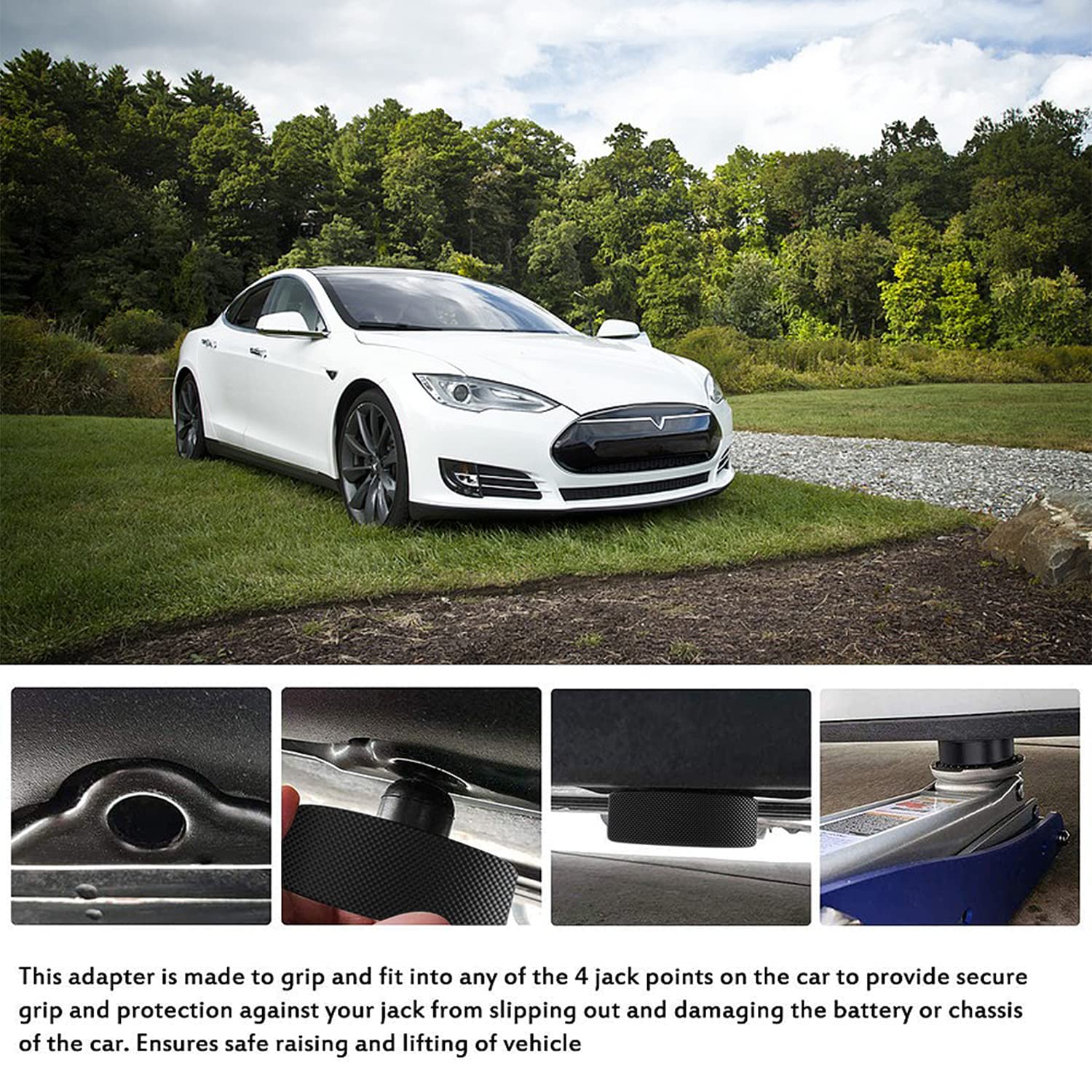 YIXISI 4 Sztuk Gumowa Podkładki Podnośnika Kompatybilne z Tesla Model 3/S/X/Y, z Futerałem do Przechowywania, Krążki do Podnoszenia, Narzędzie do Adaptera Podnośnika
