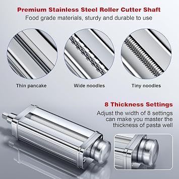 Pasta Maker Attachment for all KitchenAid Stand Mixer - Fettuccine Cutter