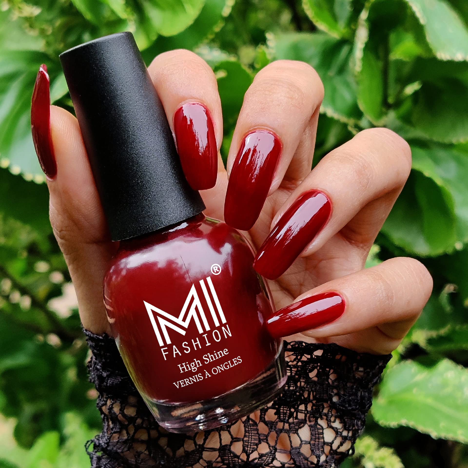 MI FASHION Shine Nail Polish Maroon Set, (6-Days Super Stay) Chip-Resistant, Waterproof Nails Designed Professionals 12ml Bottle (Pack-1)