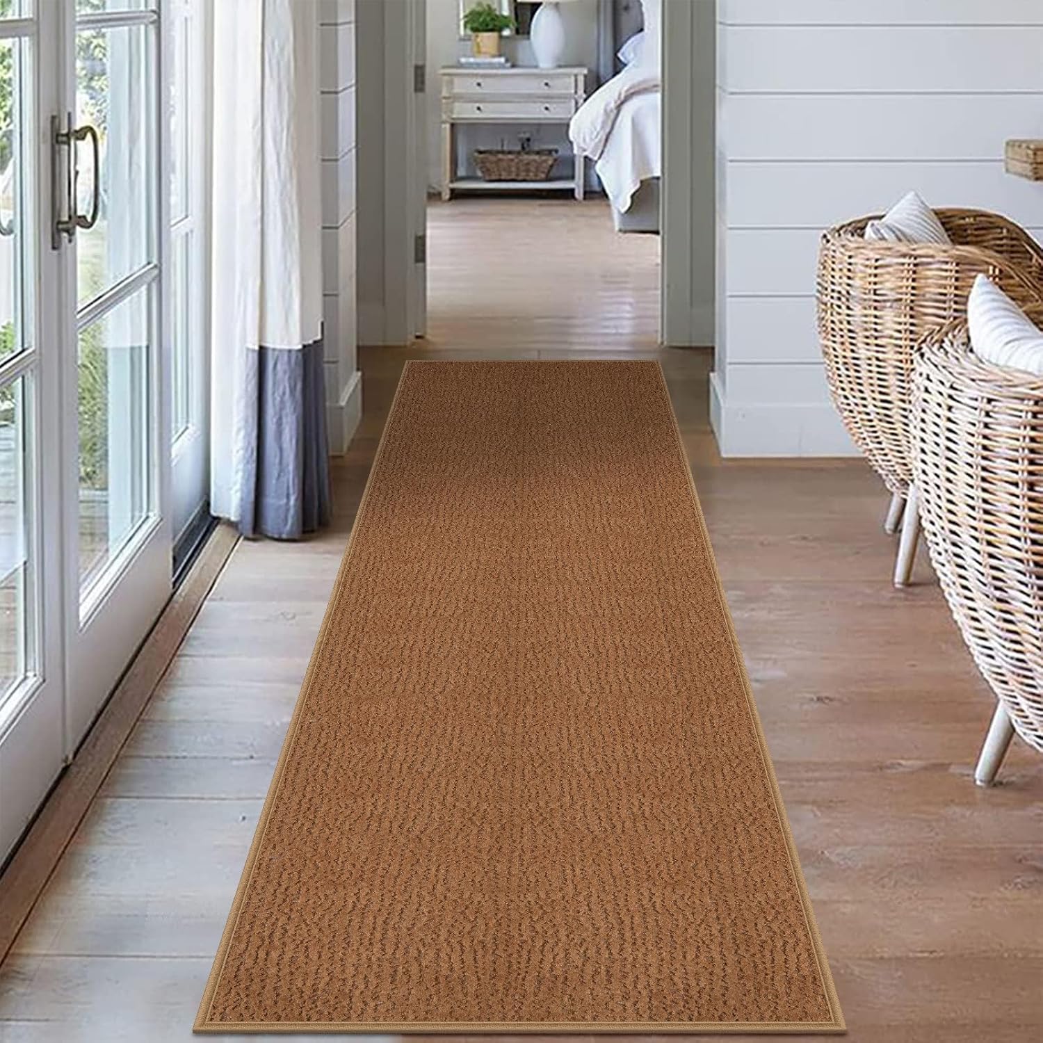 GOYLSER Rug Runners for Hallways Non Slip, Front Door Floor Runner for Doorway Laundry Room, 120"X28" Hall Rug Long Hallway Runner, Deep Brown
