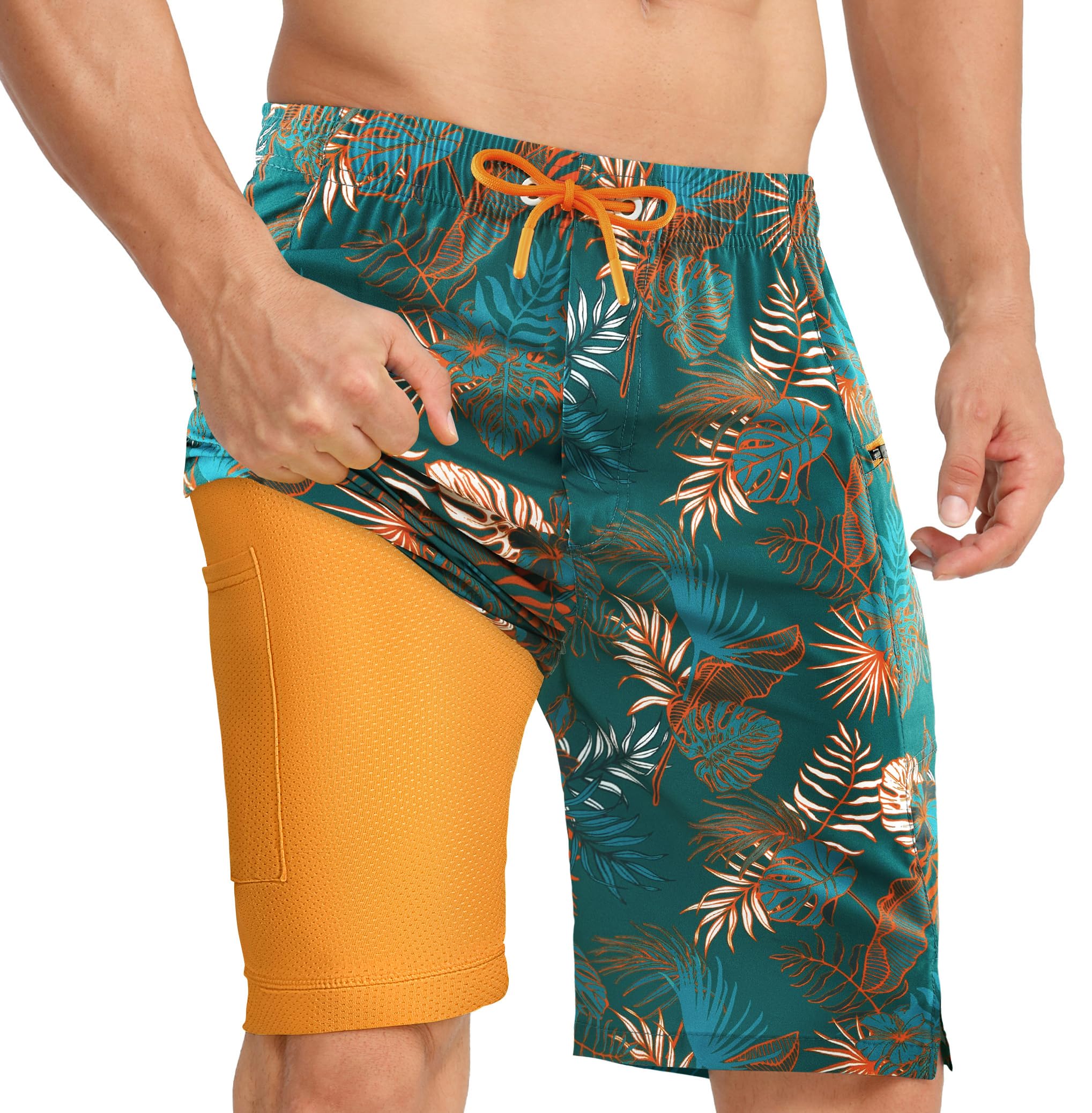 APTRO Costumi Pantaloncini da Bagno Uomo Mare Surf Piscina Stampa Hawaiana Estiva Grande Asciugatura Rapida con Fodera in Rete