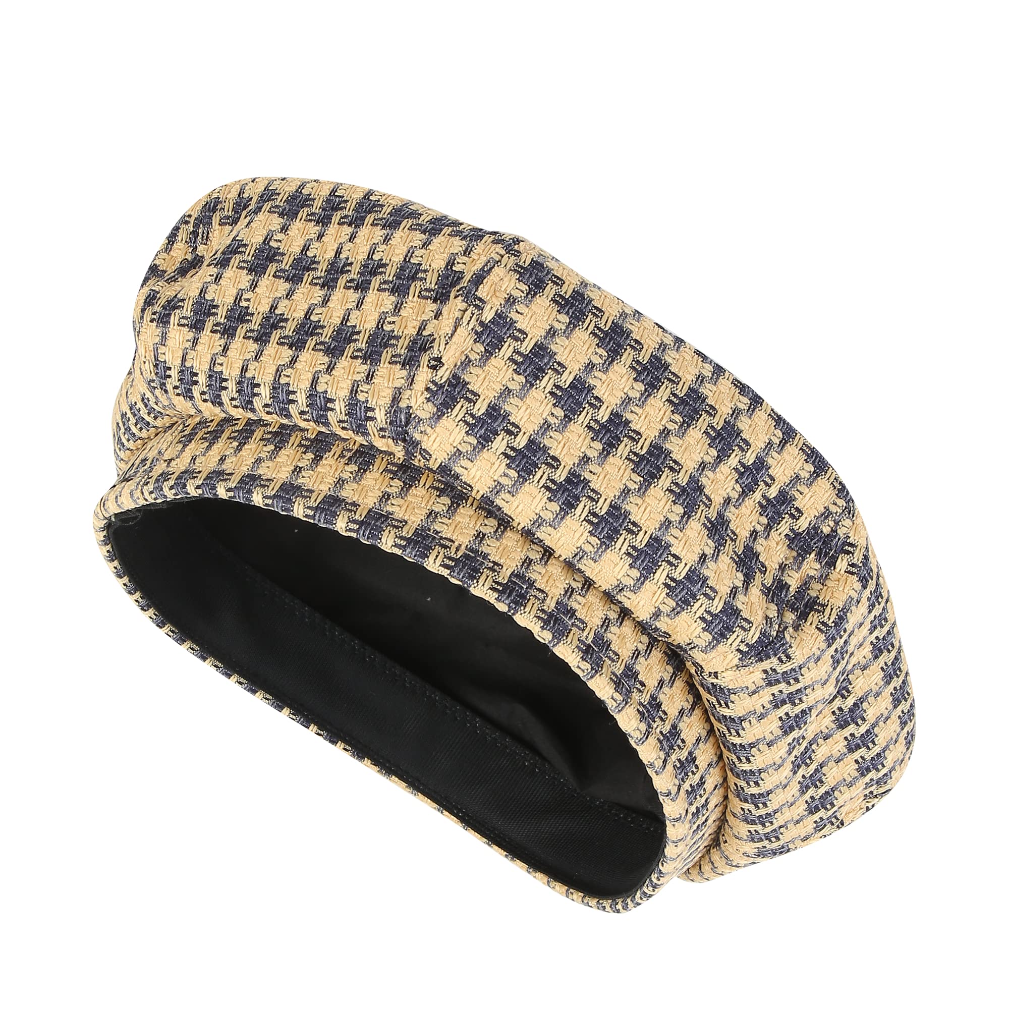 iSWEVEN Classic Cotton Beret Cap for Men & Women - Stylish Newsboy, Irish Cabbie Summer Visor Hat - Free Size (WBC8112C, Blue-Orange) - Image 3 thumbnail