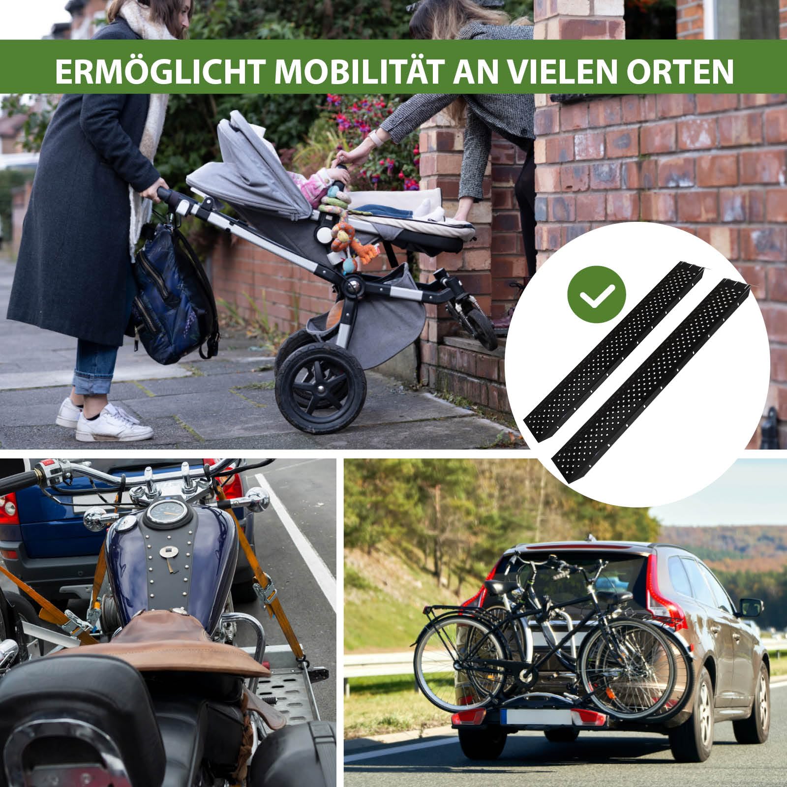 TRUTZHOLM Auffahrrampen 2er Set Stahl Länge 180 cm Traglast 400 kg/Paar | gebördelte Oberfläche, Verladerampe für Quads, Motorräder, kleine Baumaschinen