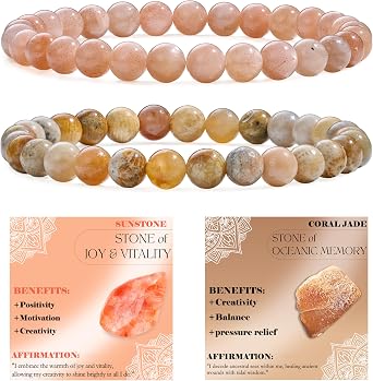 Bivei 3pcs Beaded Bracelets for Women Handmade Natural Crystal Stretch Elastic Jewelry Yoga Meditation Protection Gifts