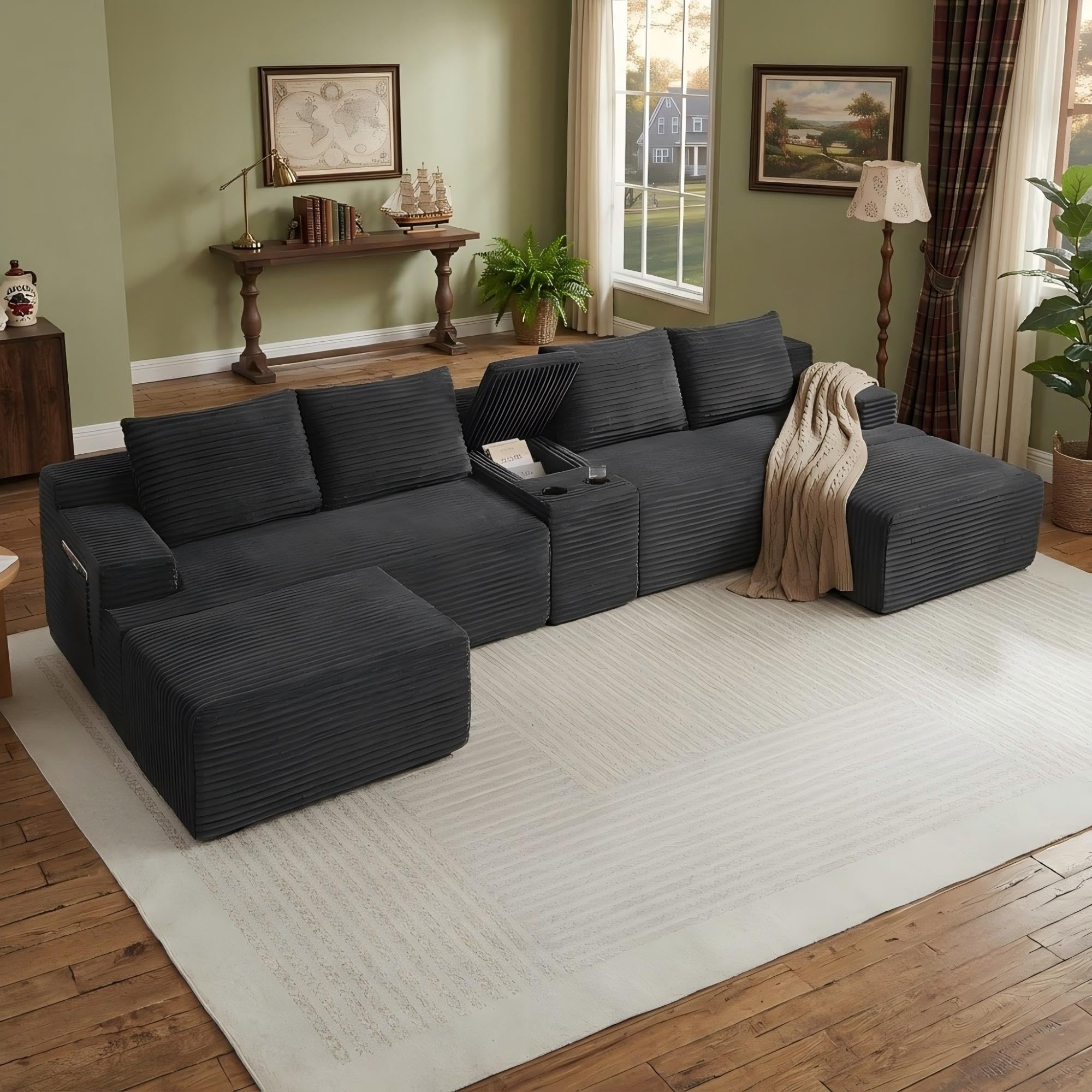 Photo 1 of Eafurn U-Shaped Modular Sectional Sofa with Console