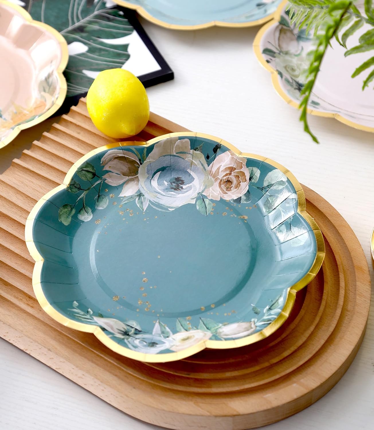 Winoo Design Floral Paper Plates - 48 PK - 9 Inch Flower Party Plates Floral Disposable Plates for Tea Party Baby Shower Brial Shower Birthday Wedding - Image 6