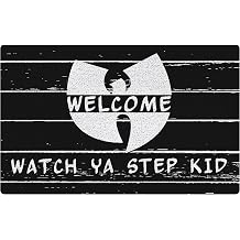 SNNDER Funny Welcome Mat Doormat, Welcome Watch Ya Step Kids Black Funny Door Mat Doormats for Front Door Porch Outdoor Outside Entrance, 17x30 Inch