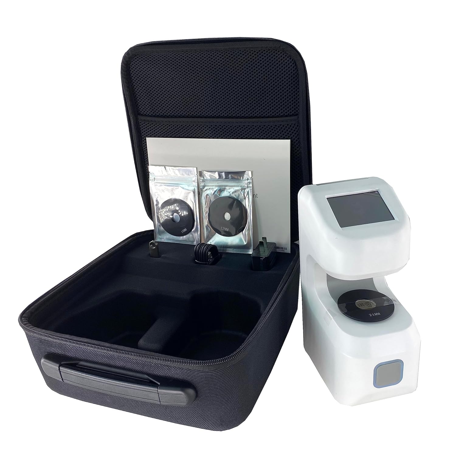 Transmission Haze Meter with Aperture 21mm 15mm 12mm Light Source CIE-A,CIE-C,CIE-D65 Measurement Range 0-100% Resolution 0.01% Repeatability 0.02 Sample Size Thickness ≤ 40mm