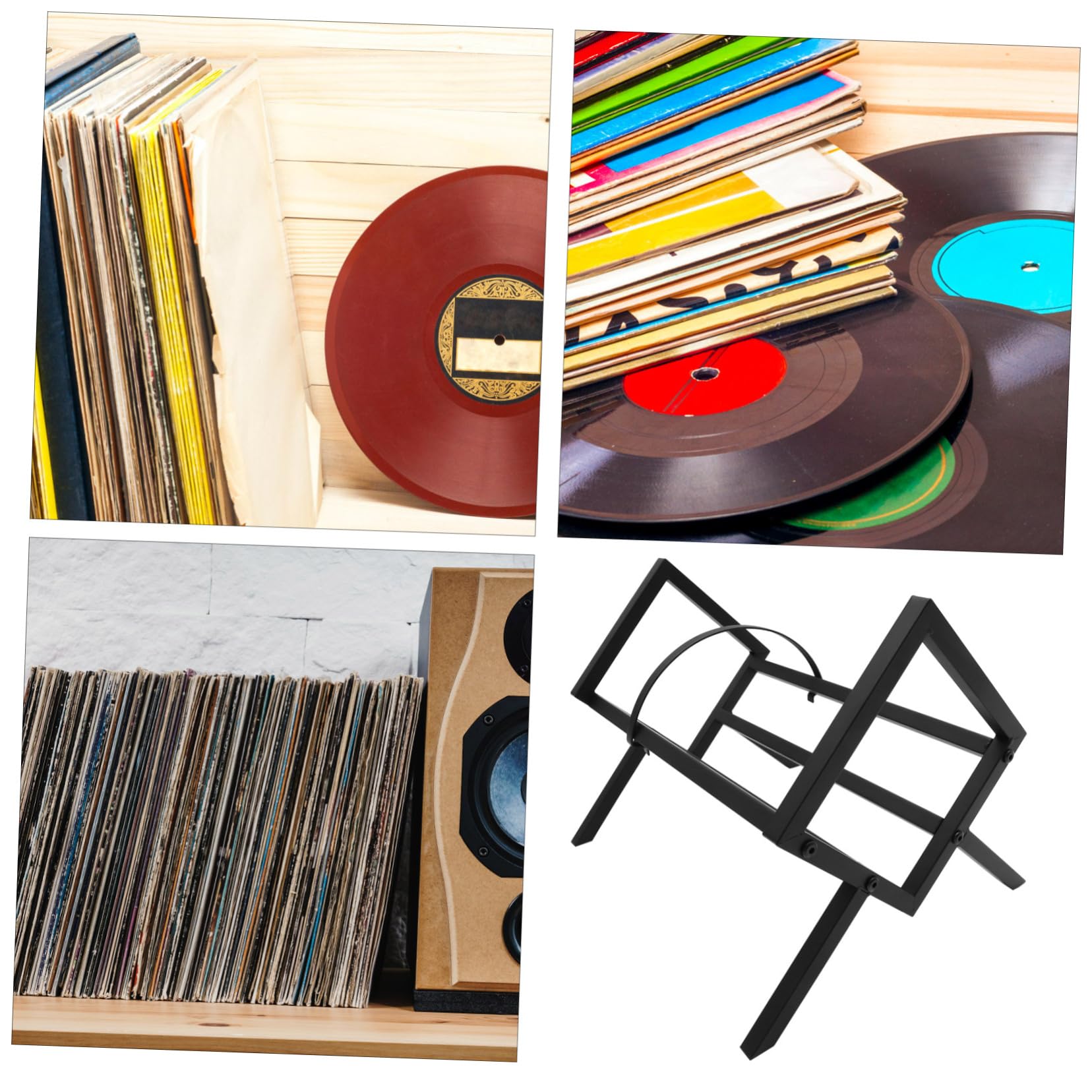 OSALADI Espositore per Dischi in Vinile da Tavolo in Ferro Nero, Supporto Stabile per CD e Album, Design Contemporaneo per Casa, Ufficio e Negozio