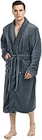 NY Threads Men's Plush Fleece Bathrobe - Luxury Shawl Collar Spa Robe for Cozy Relaxation