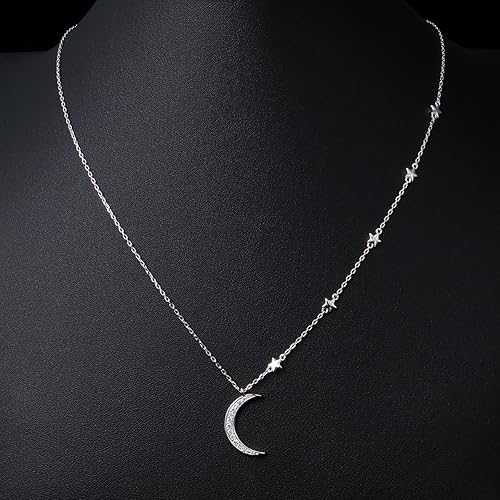 Miniatura 2 de Ladytree Collar con colgante de joyería de luna creciente y estrella de plata de ley 925