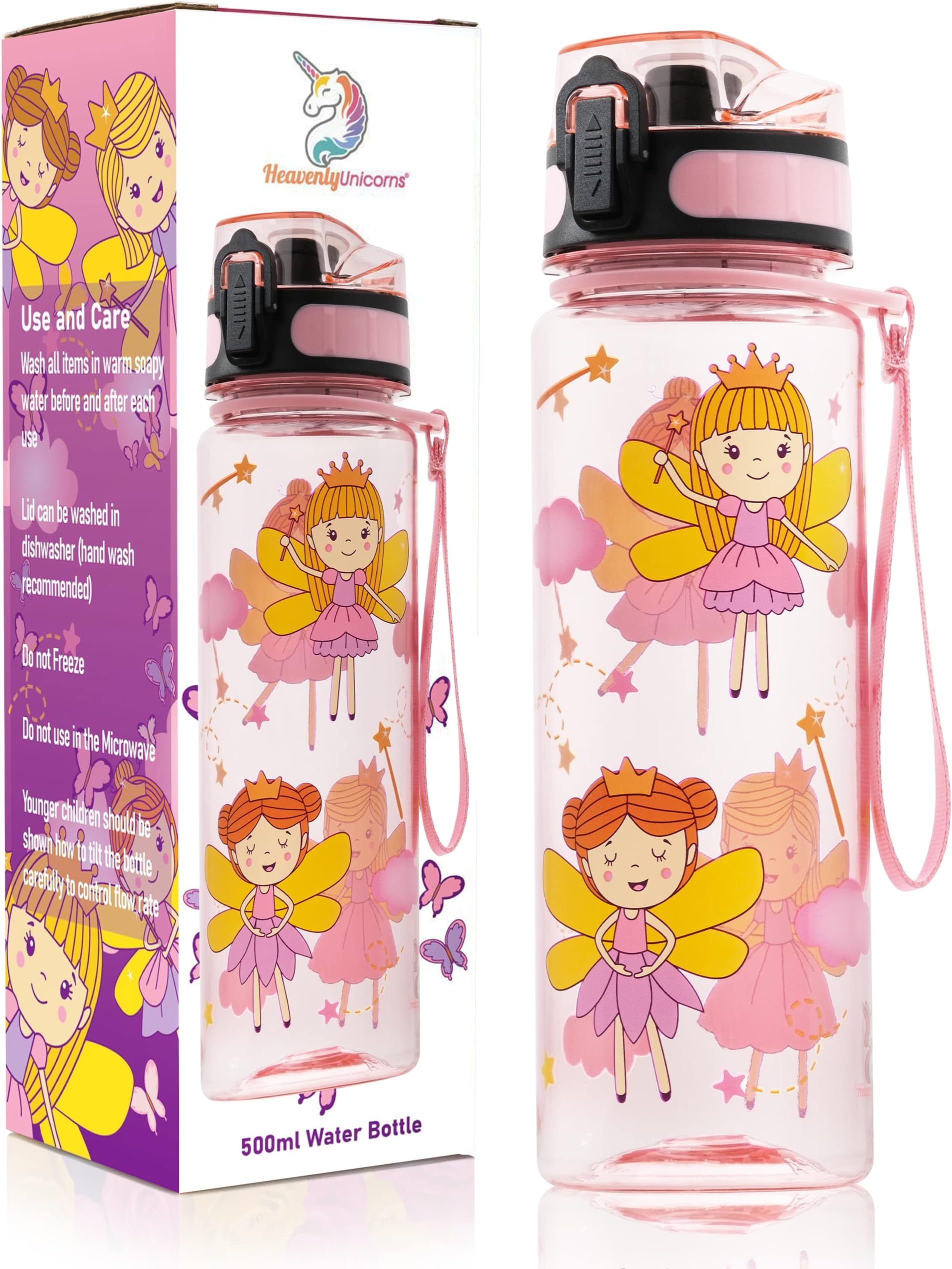 Kids 500ml BPA Free Tritan Water Bottle - Leakproof & Shatterproof, Perfect for School, Work, Travel & Camping