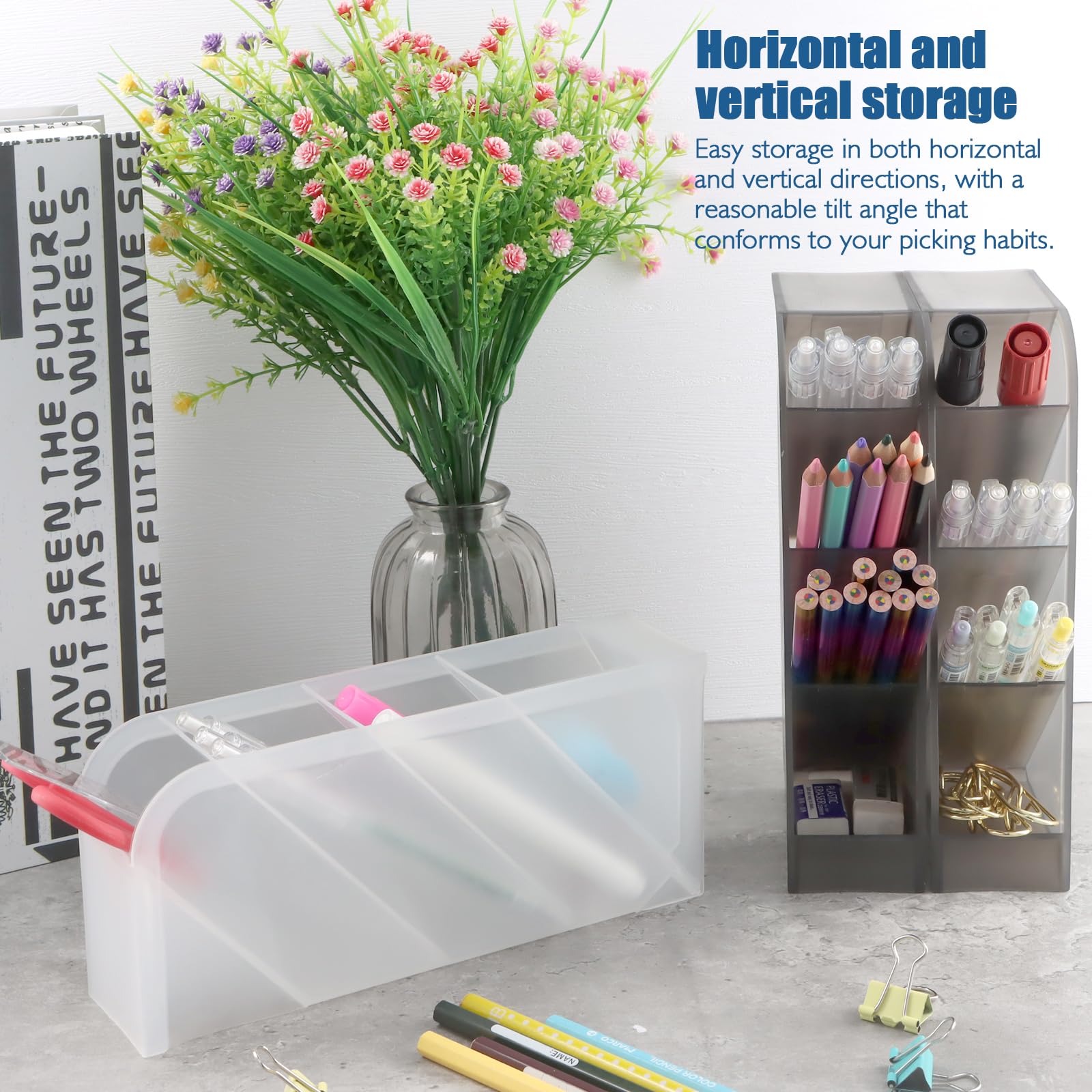 Portapenne Organizzatore Scrivania Lostwry 4 Pezzi - Multifunzione In Plastica - Foto 3