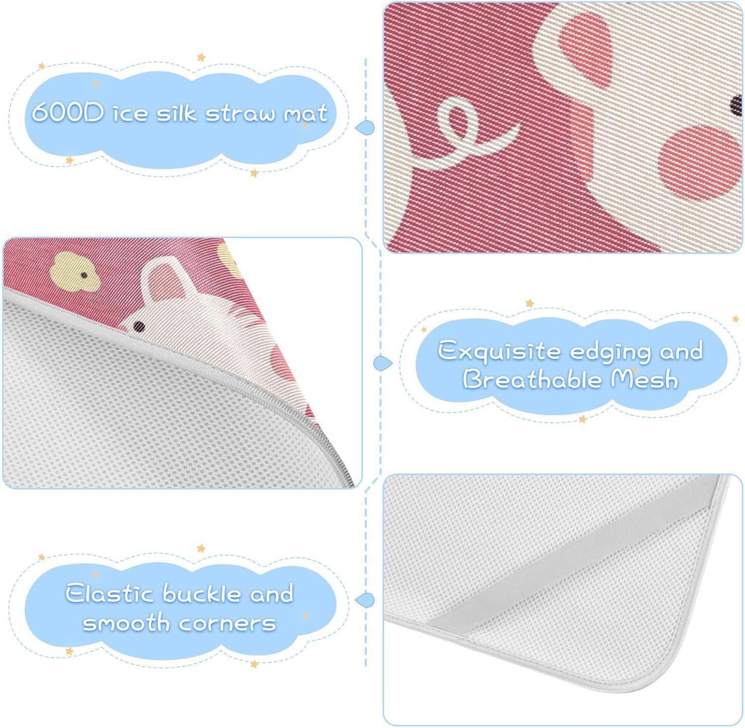Cute Simple Cartoon Pigs Peach Cooling Baby Crib Mattress pad 28" x 52" Ultra Soft Crib Mattress pad for Baby&Toddler