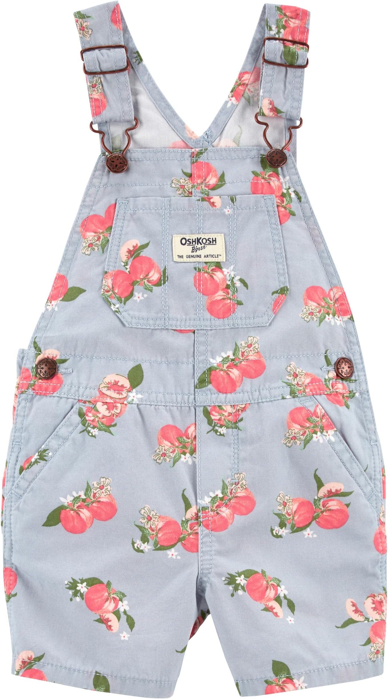 OshKosh B'GoshGirls' World's Best Overalls, Blue Peach Shortall, 5T