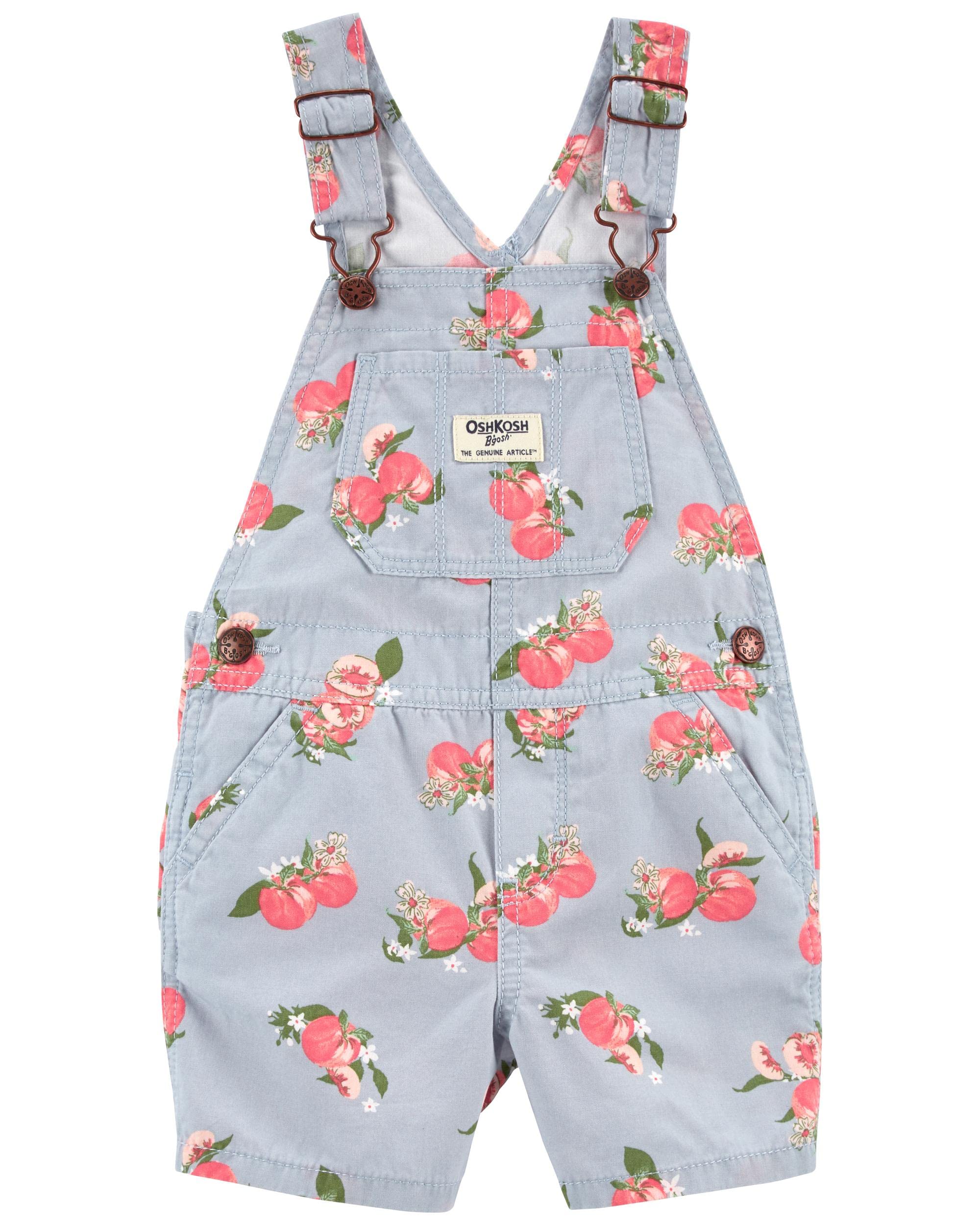 OshKosh B'GoshGirls' World's Best Overalls, Blue Peach Shortall, 5T