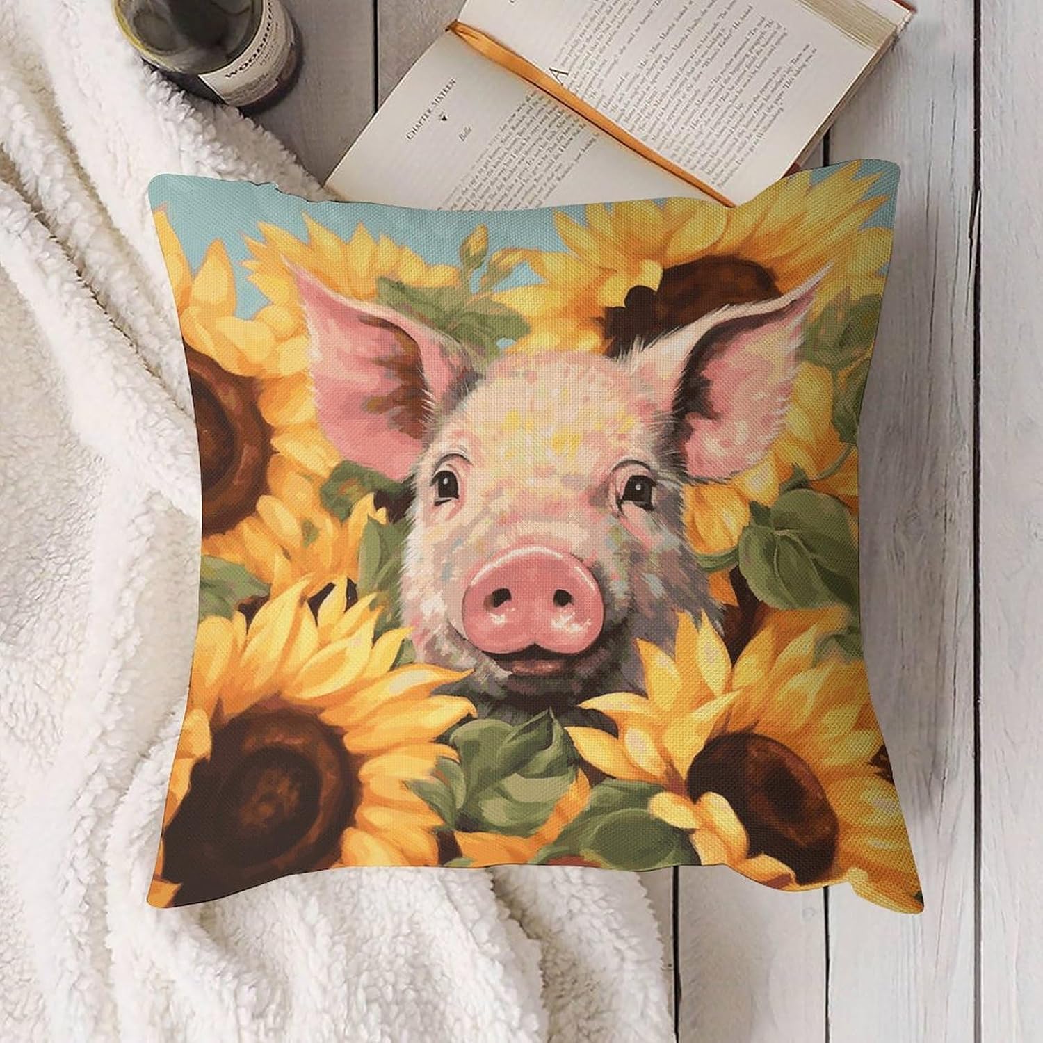Smiling _77725070 Pillow Protectors Cute Waterproof Pillow Cover Soft Skin-Friendly Cushion Case Decorative Square Cushion Cover for Couch Sofa Bed Living Room Bedroom