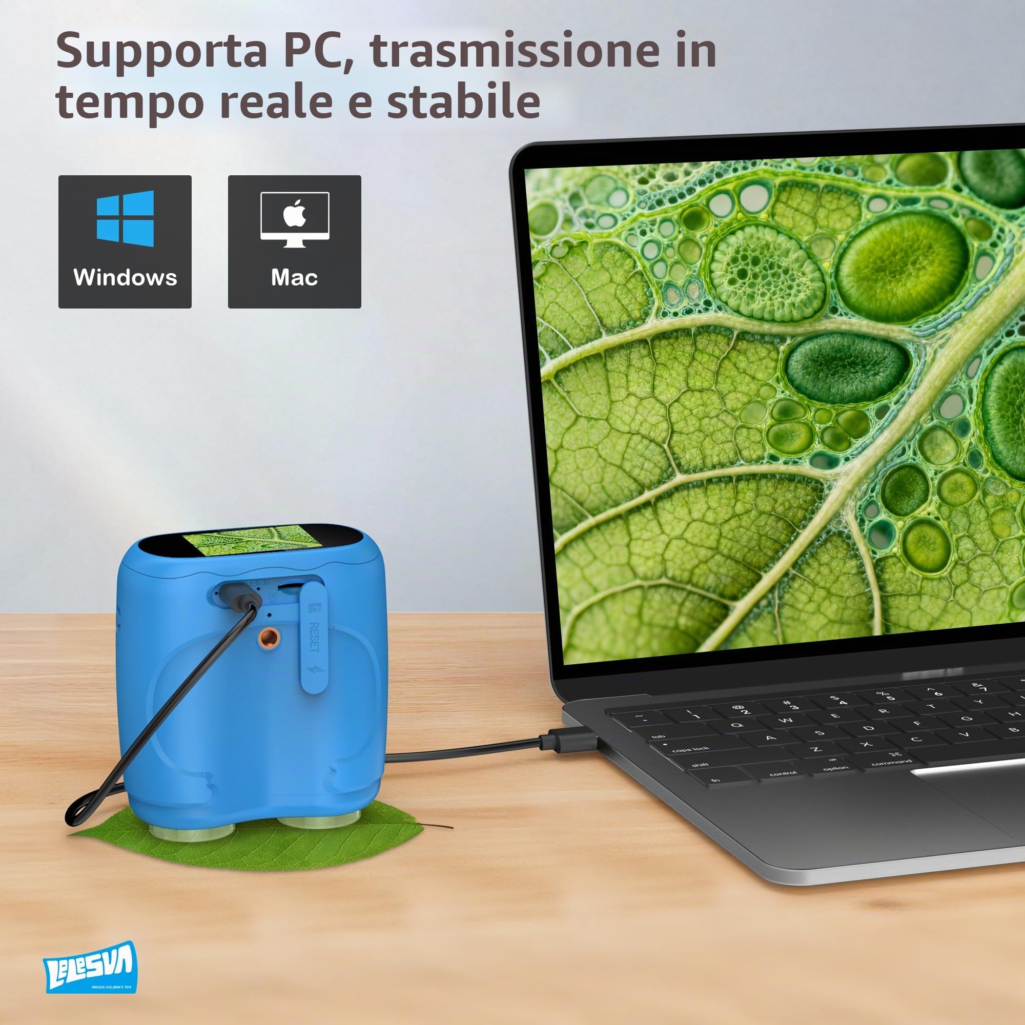 Microscopio e Telescopio 2 in 1, Mini Microscopio Portatile Tascabile 1000X, Telescopio Portatile 1000 m, Telescopio 10X Per Bambini, Telescopi Per Bambini con 1920P, Ottimo Giocattolo Scientifico