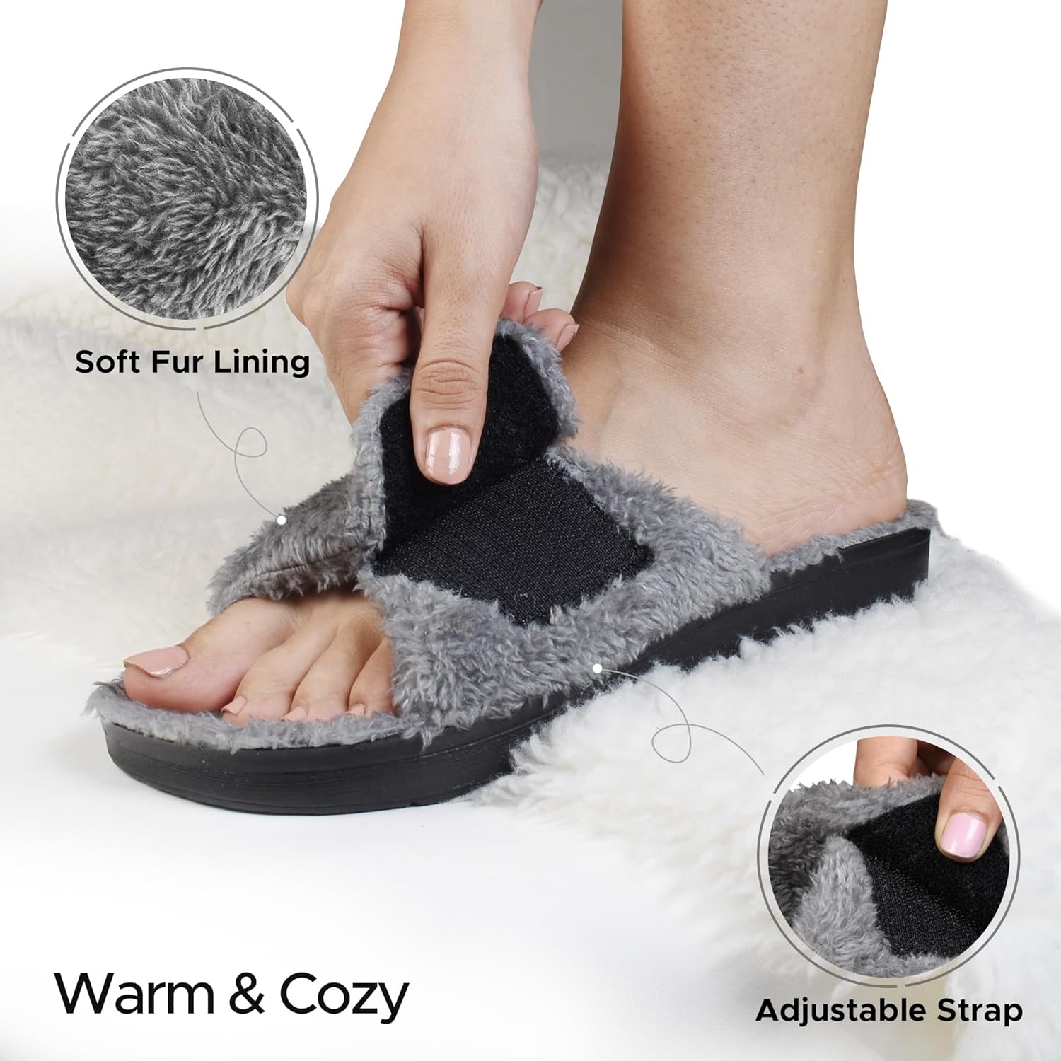 AEROTHOTIC Open Toe Slippers for Women Outdoor Arch Support Sandals Planter Fasciitis Relief Comfortable Soft Footbed & Stylish Straps with Non-Slip Sole Travel Fashion Slides Footwear