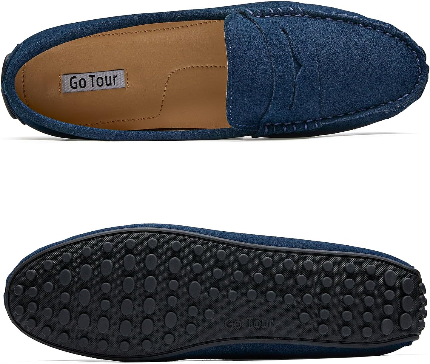 Go Tour Women's Suede Penny Loafers Classic Slip-On Driving Shoes