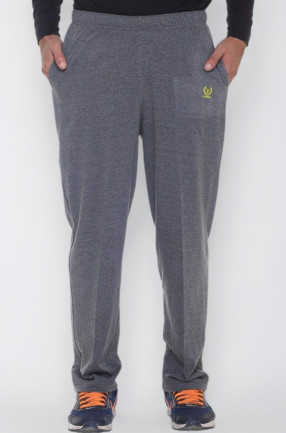 VIMAL JONNEY Men's Regular Fit Mid Rise Trackpants (D10ANTHRA-L_Grey_Large)