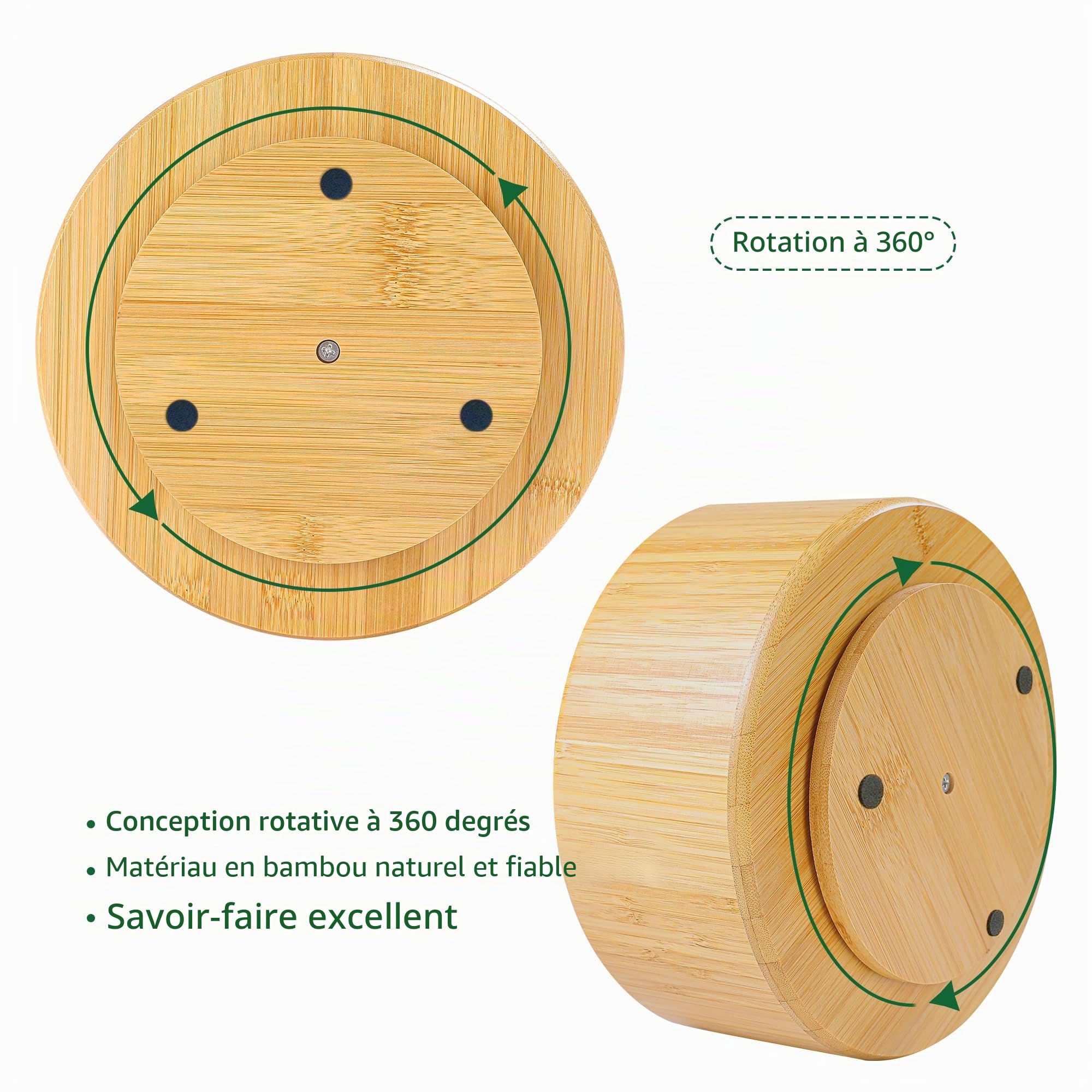 Utoplike Pot a Crayon de Bureau Rotatif à 360 Degrés en Bambou | Pot à Crayon en Bois pour Fournitures Artistiques, Pinceaux, pour Classe, Studio D'Art et Bureau