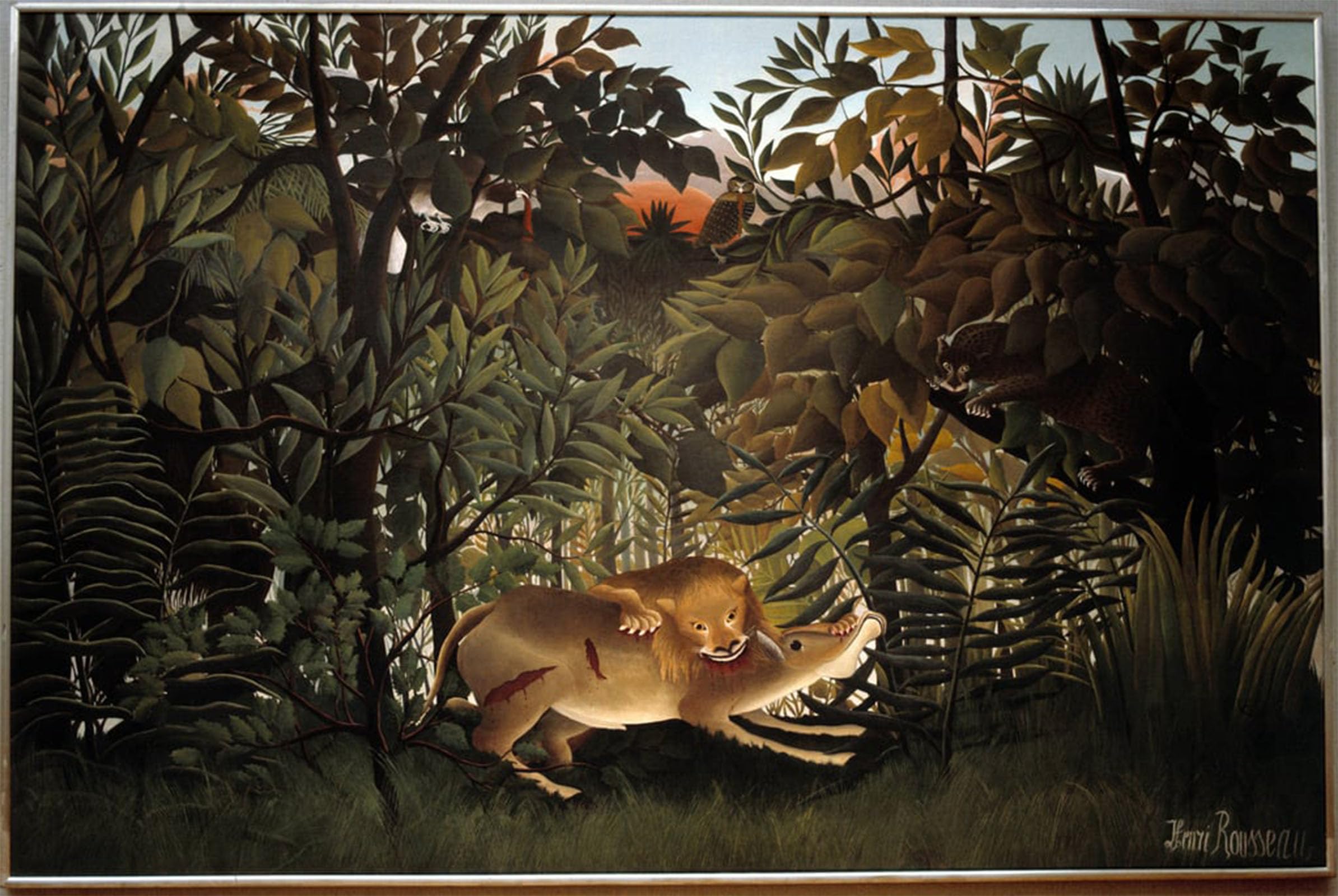 ARTXLXXBN Famous Art Print Poster Vintage Wall Art Hungry Lion by Henri J F Rousseau Canvas Art Poster for Home Decor 60x90cm