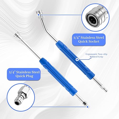 Miniatura 3 de Varita de extensión para lavadora a presión, varita de acero inoxidable de 17 pulgadas con cubierta protectora de plástico antideslizante, conexión