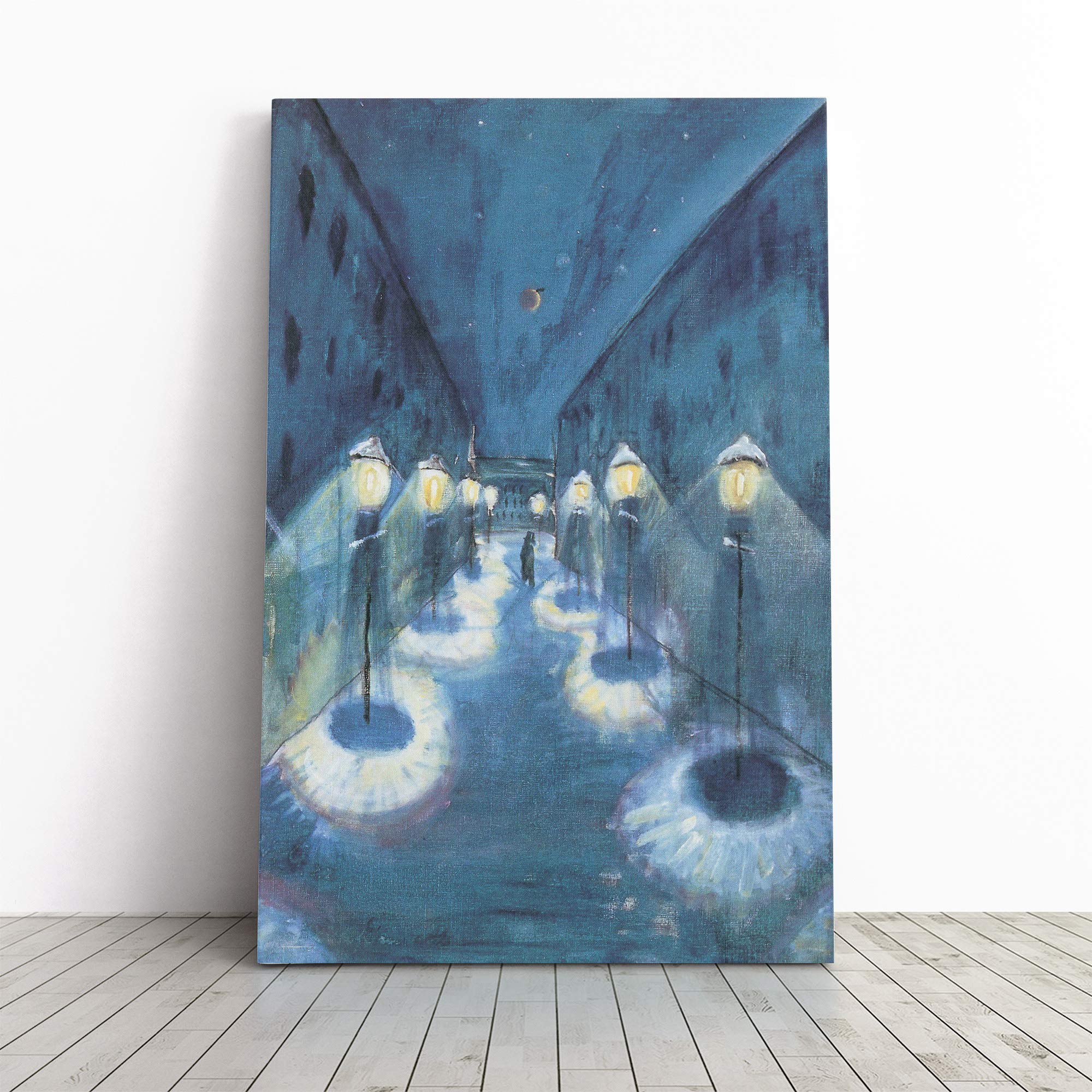 Walter Gramatte Night Road Canvas Print | Gallery Wrapped 30mm Frame Wall Art | 20x14 inches | Ready to Hang | Modern Picture | Living Room Bedroom Lounge Office