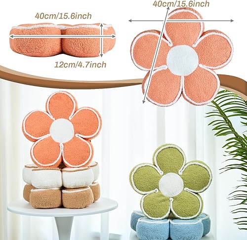 Miniatura 2 de Almohada de flores, cojín de piso de flores, bonito cojín de asiento, cojín estético para el suelo, almohada decorativa para cama, sofá (naranja,