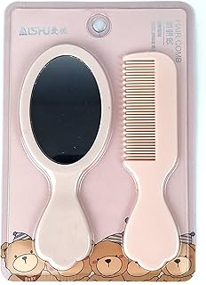 مشط ومراية شعر من ايشو، قطعتان في العبوة، لون بيج