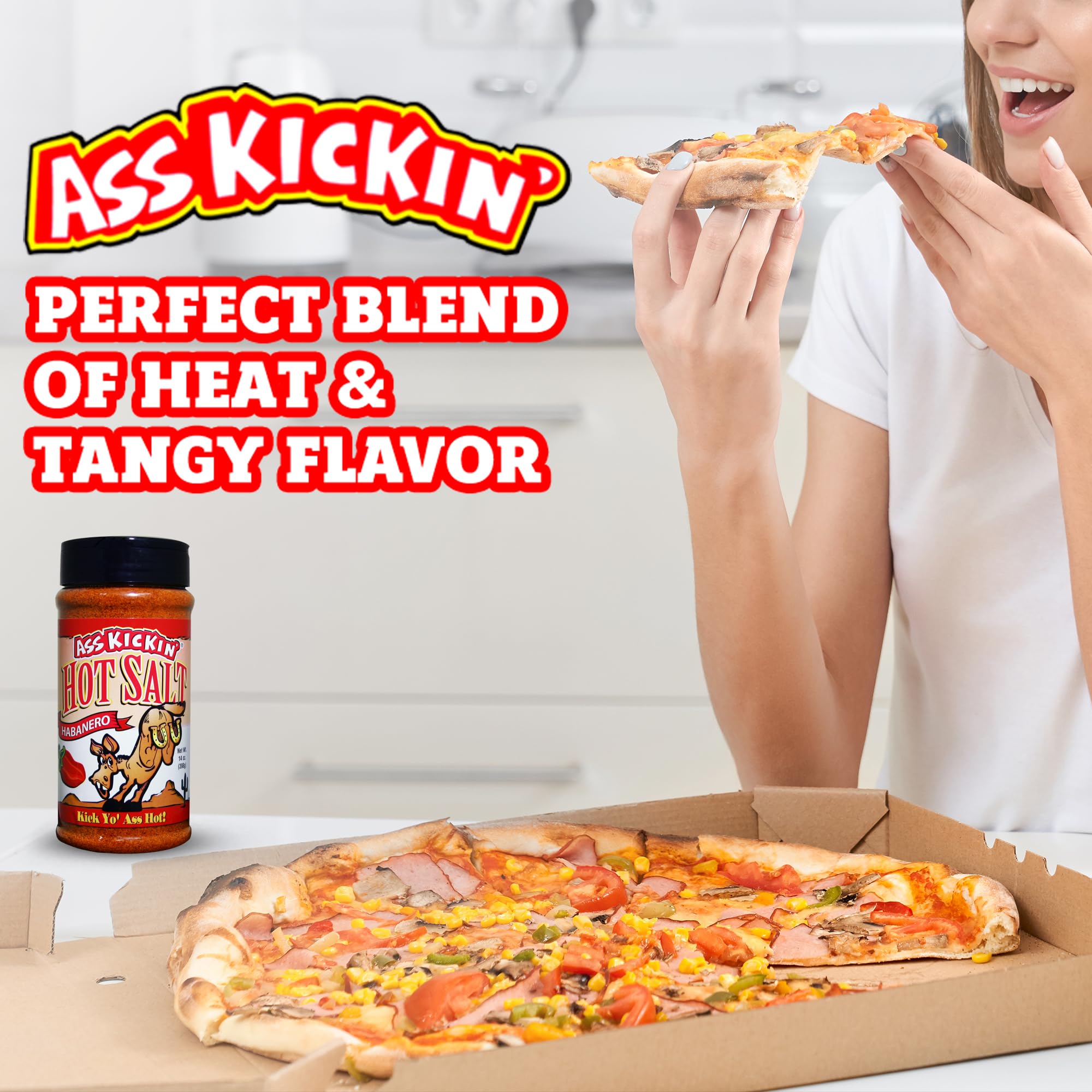 Kickin' Épicez votre vie avec notre sel piquant à l'habanero premium - Infusion de saveurs ardentes pour chaque plat - Bouteille à saupoudrer de 14 oz