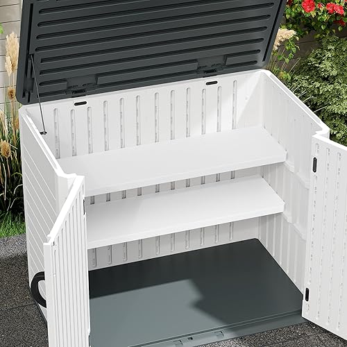 Miniatura 2 de DWVO Paquete de 2 estantes de almacenamiento de resina, aptos para cobertizo horizontal de 35 pies cúbicos de 4.3 x 2.5 x 3.4 pies, estantes